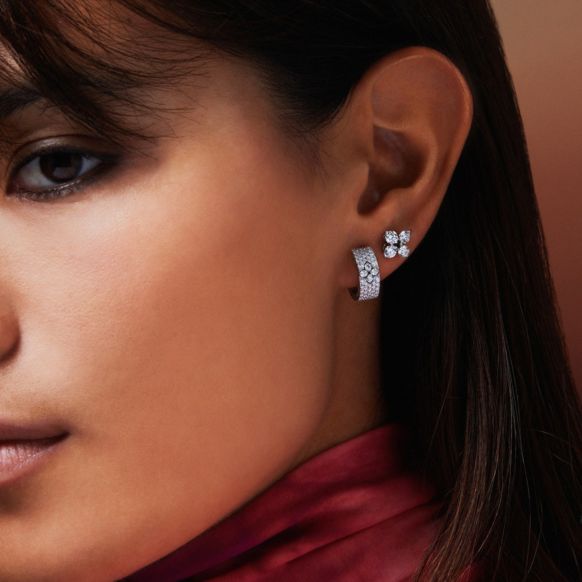 Model wearing diamond jewelry from the Wish List