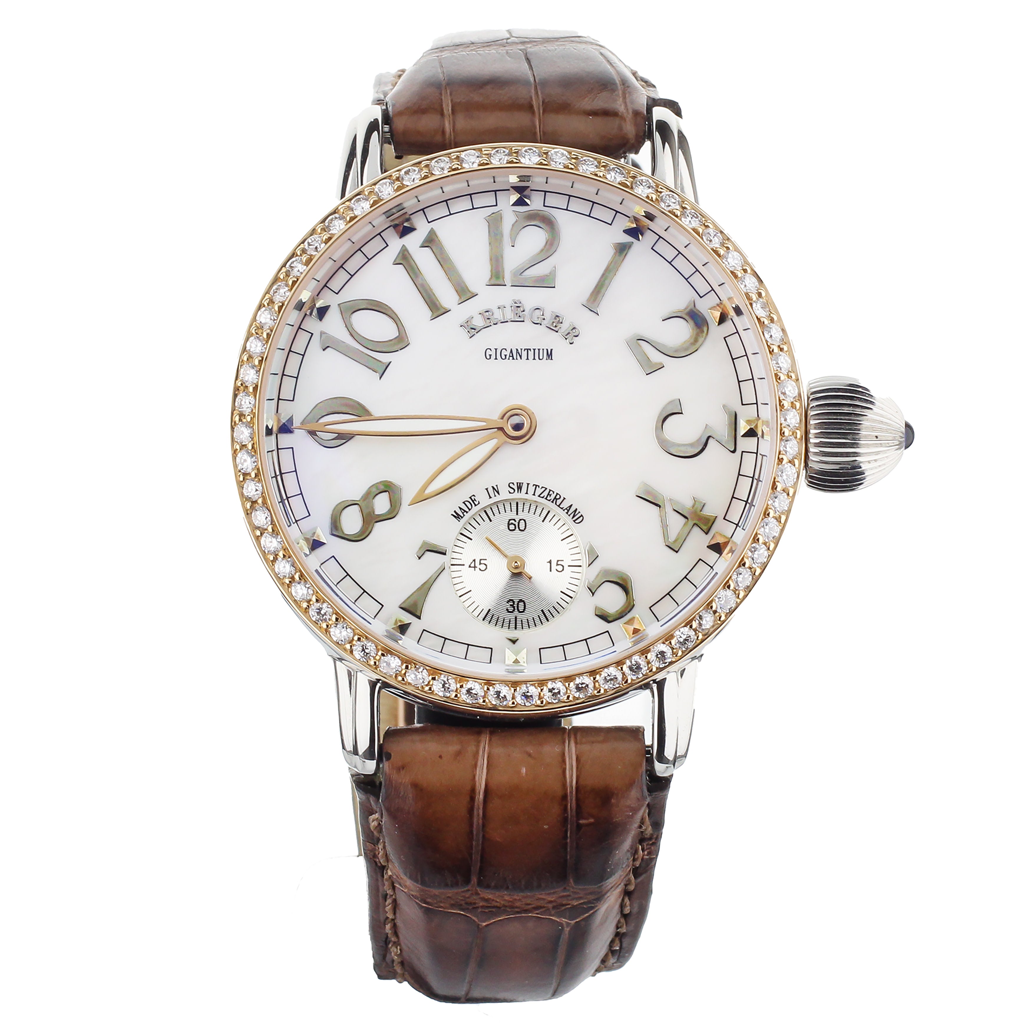 Krieger Gigantium Stainless Steel and Rose Gold with Diamond Bezel K7007