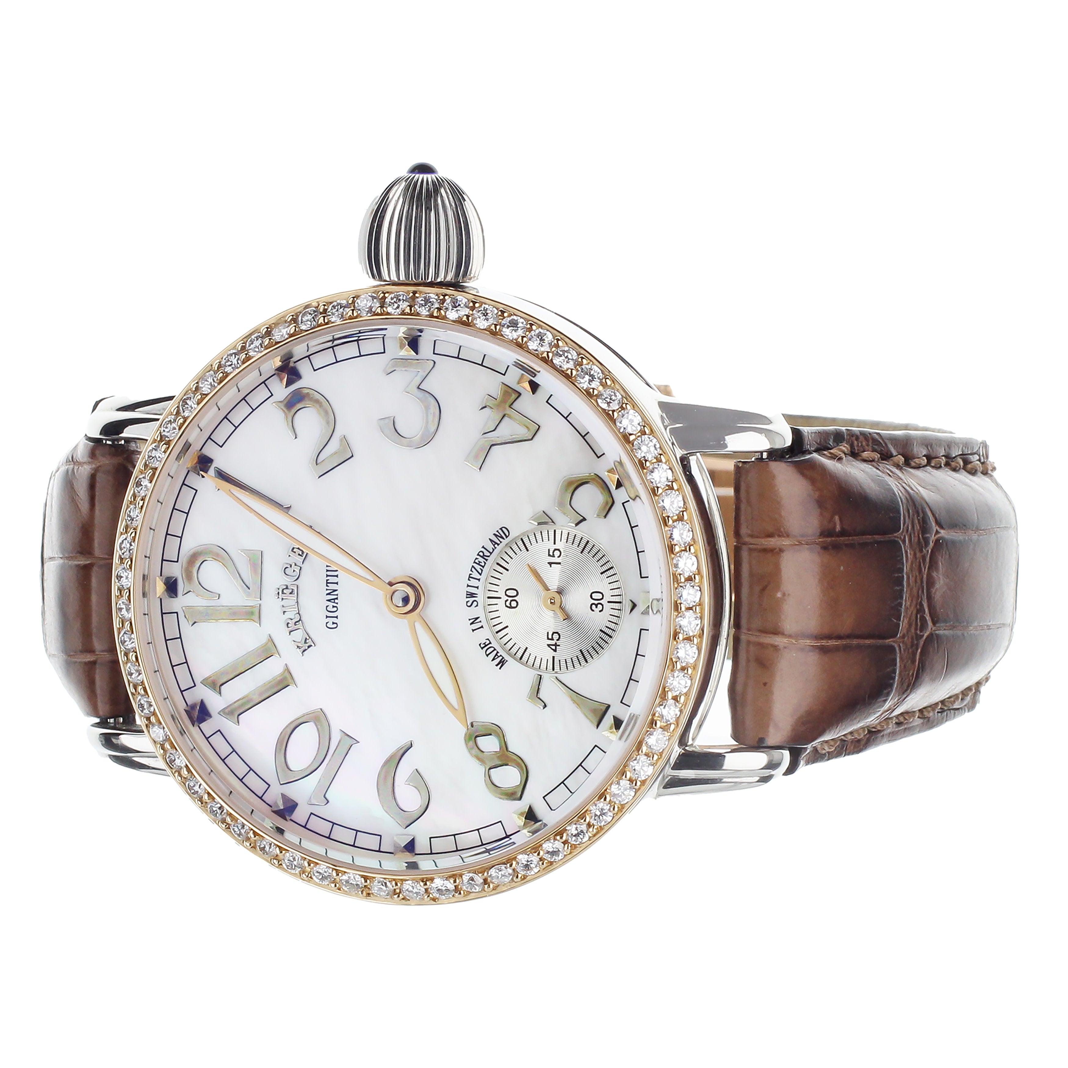 Krieger Gigantium Stainless Steel and Rose Gold with Diamond Bezel K7007