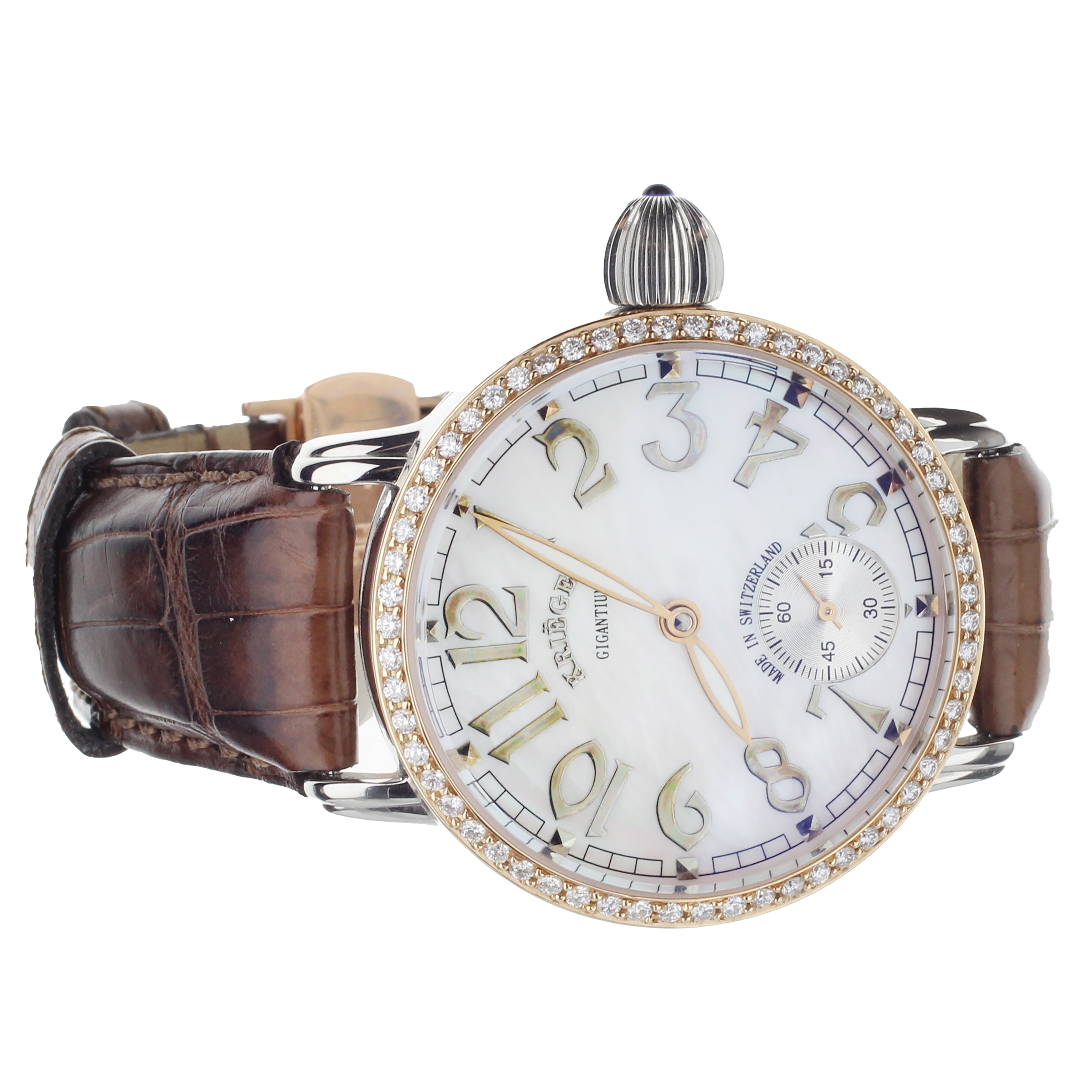 Krieger Gigantium Stainless Steel and Rose Gold with Diamond Bezel K7007