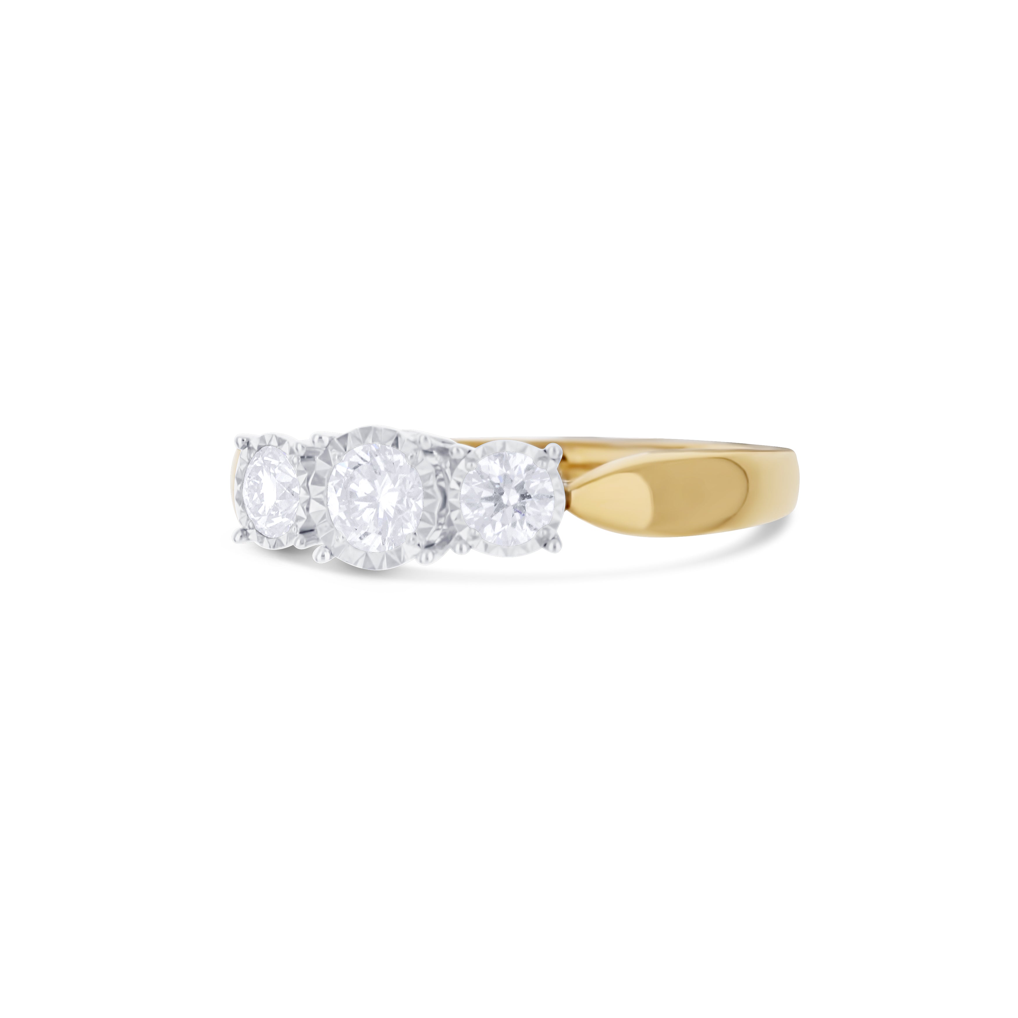 18K Two-Tone White & Rose Gold Triple Diamond Engagement Ring
