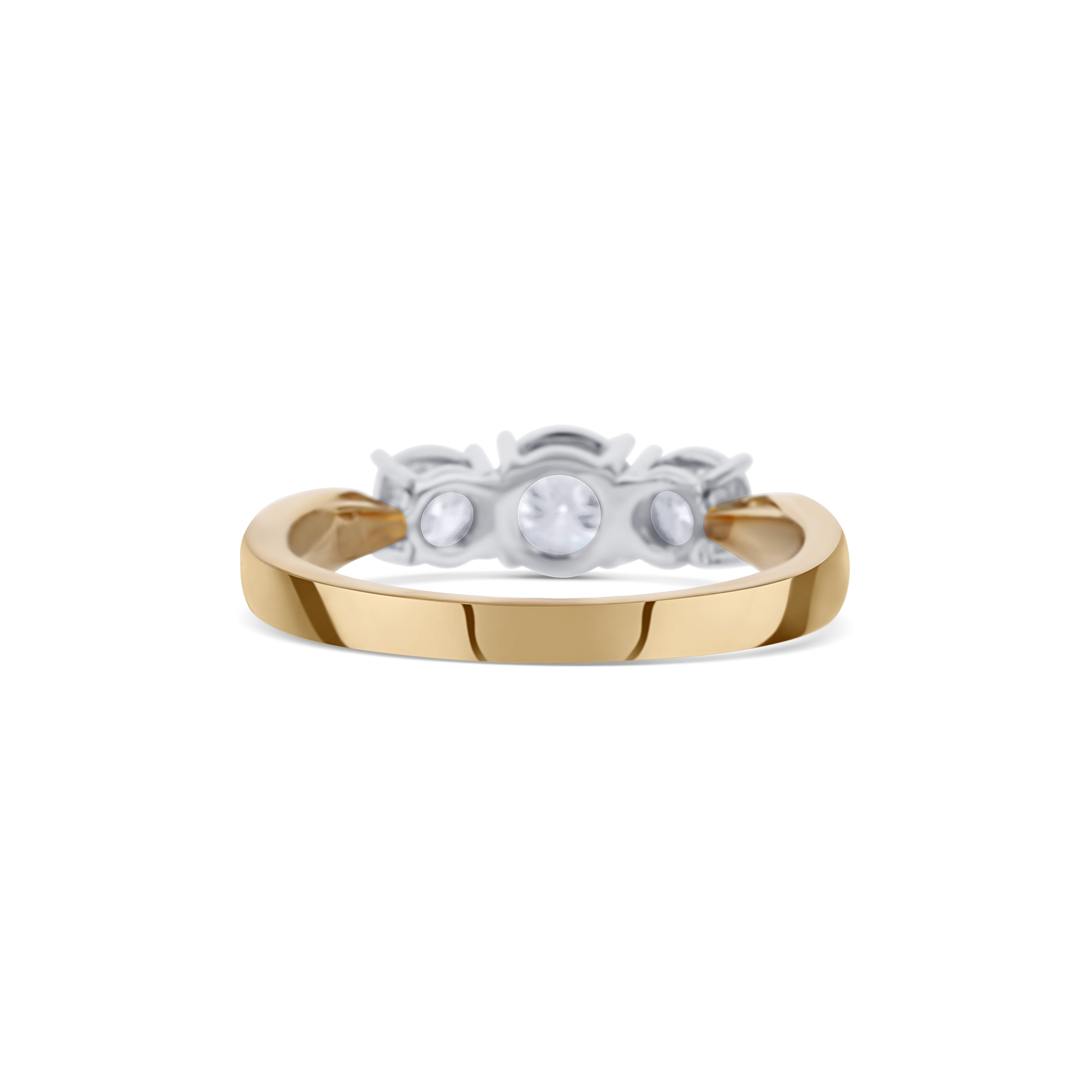 18K Two-Tone White & Rose Gold Triple Diamond Engagement Ring