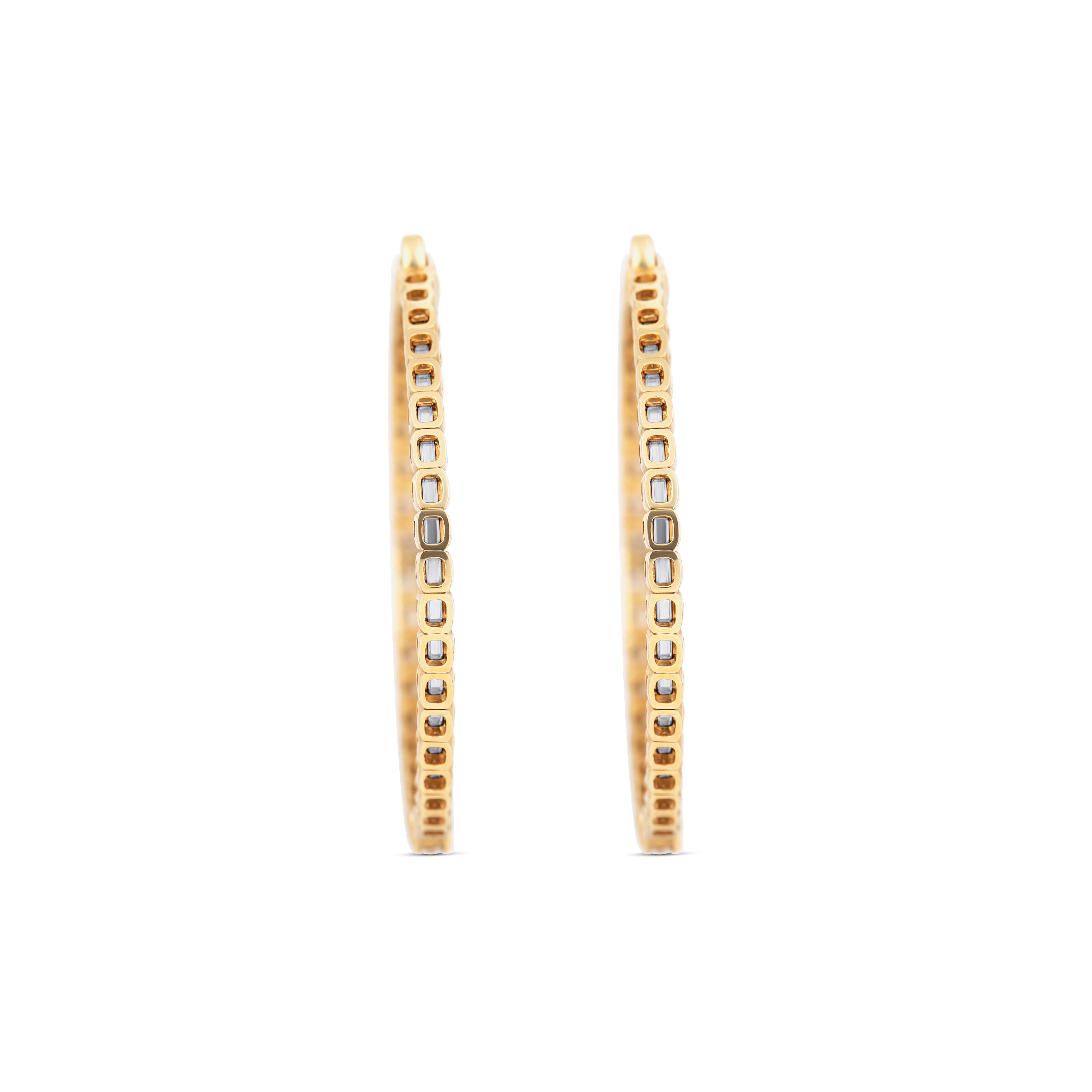14K Yellow Gold Diamond Hoops