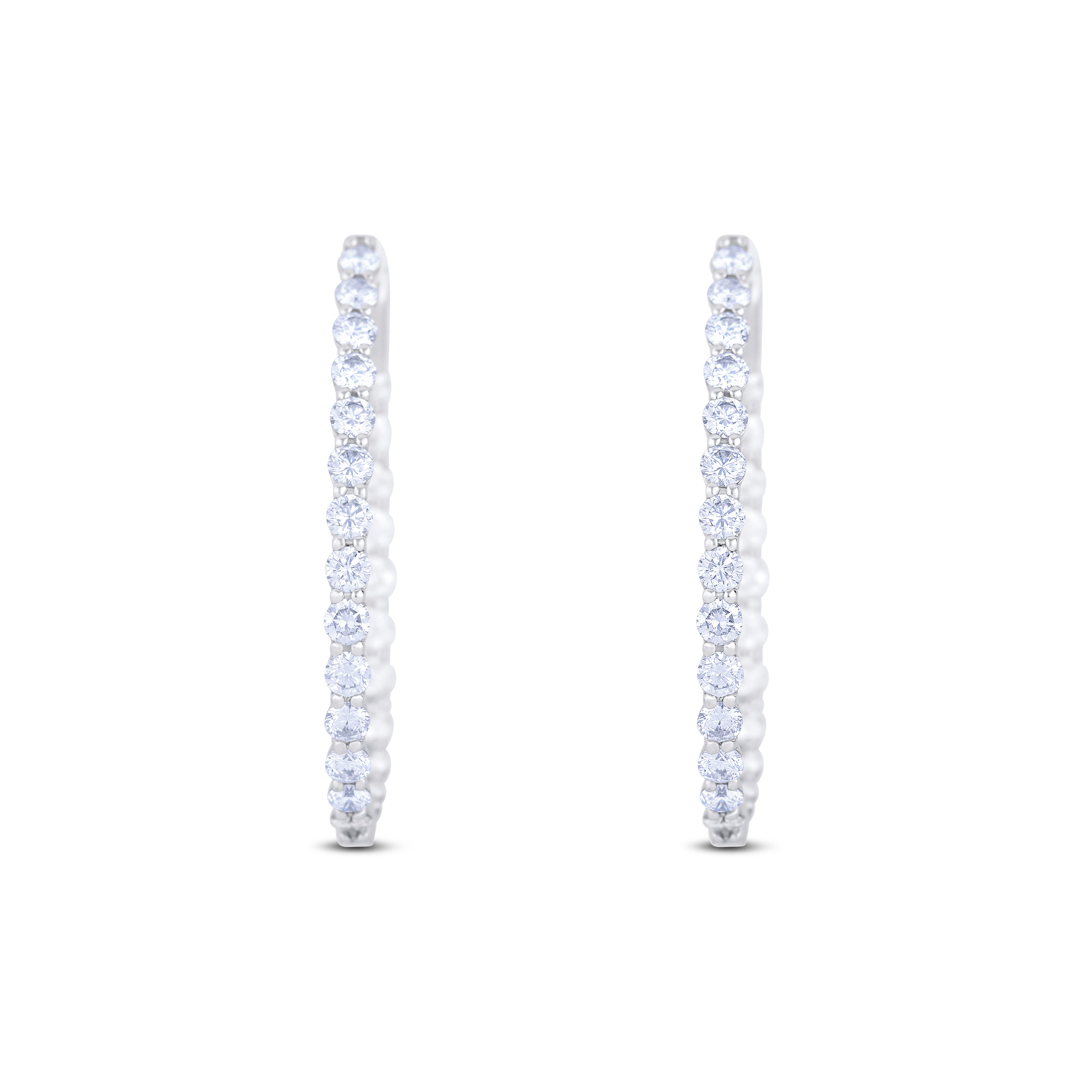 18K White Gold Mutual Prong Set Pear Shaped Hoop Earrings