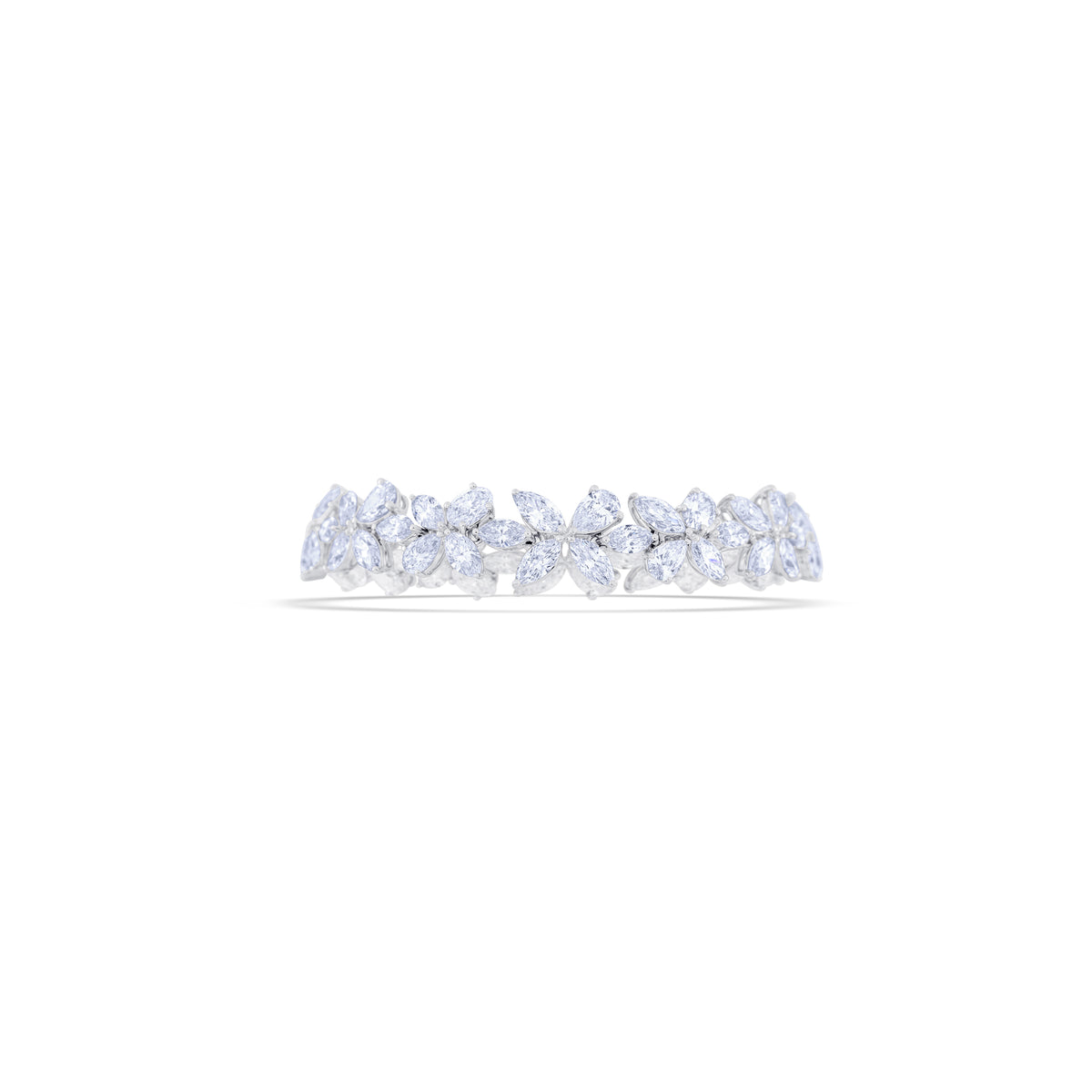 18K White Gold Marquise, Oval and Pear Cut Diamond Bracelet