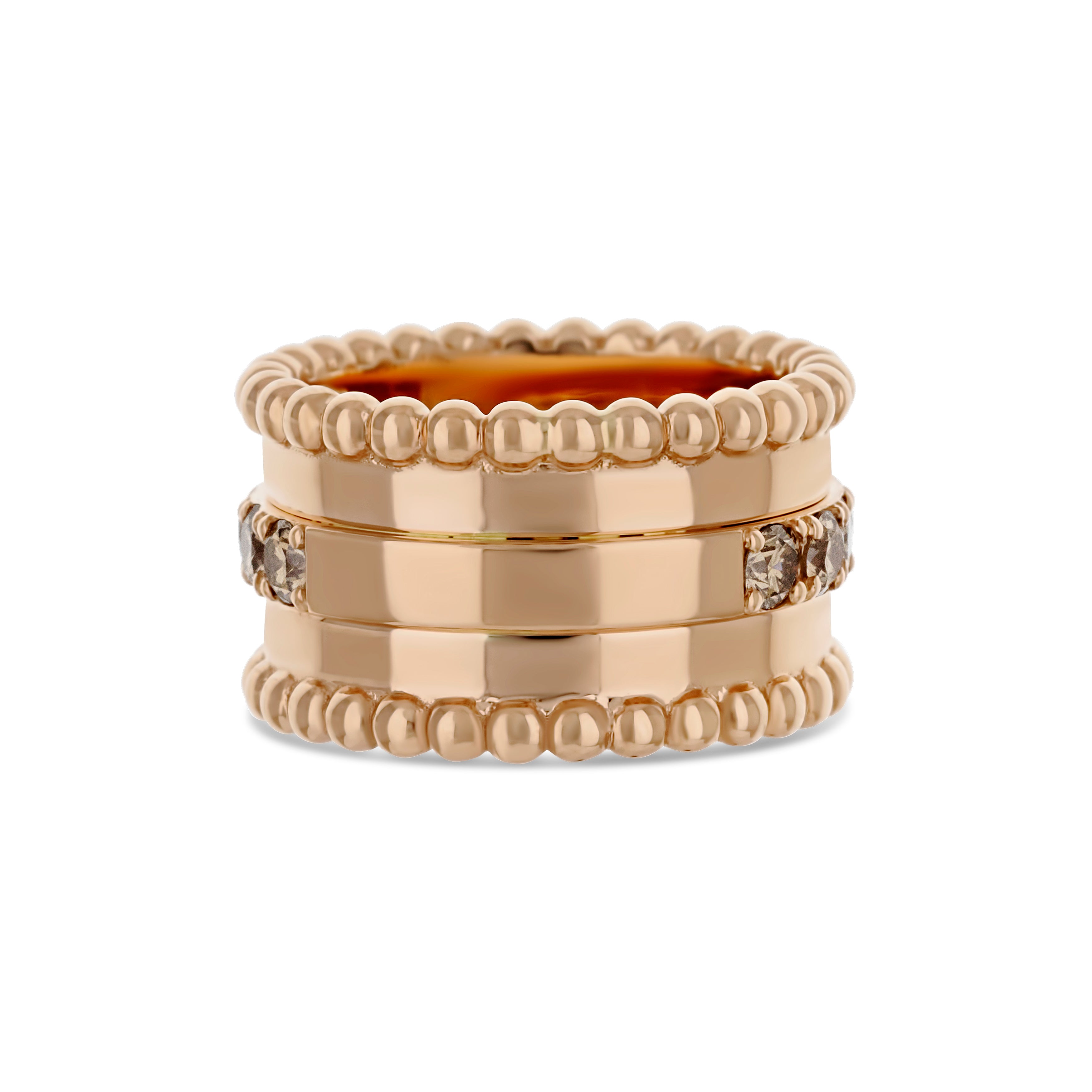 18K Rose Gold Heart Diamond Ring with Champagne Diamond Accents