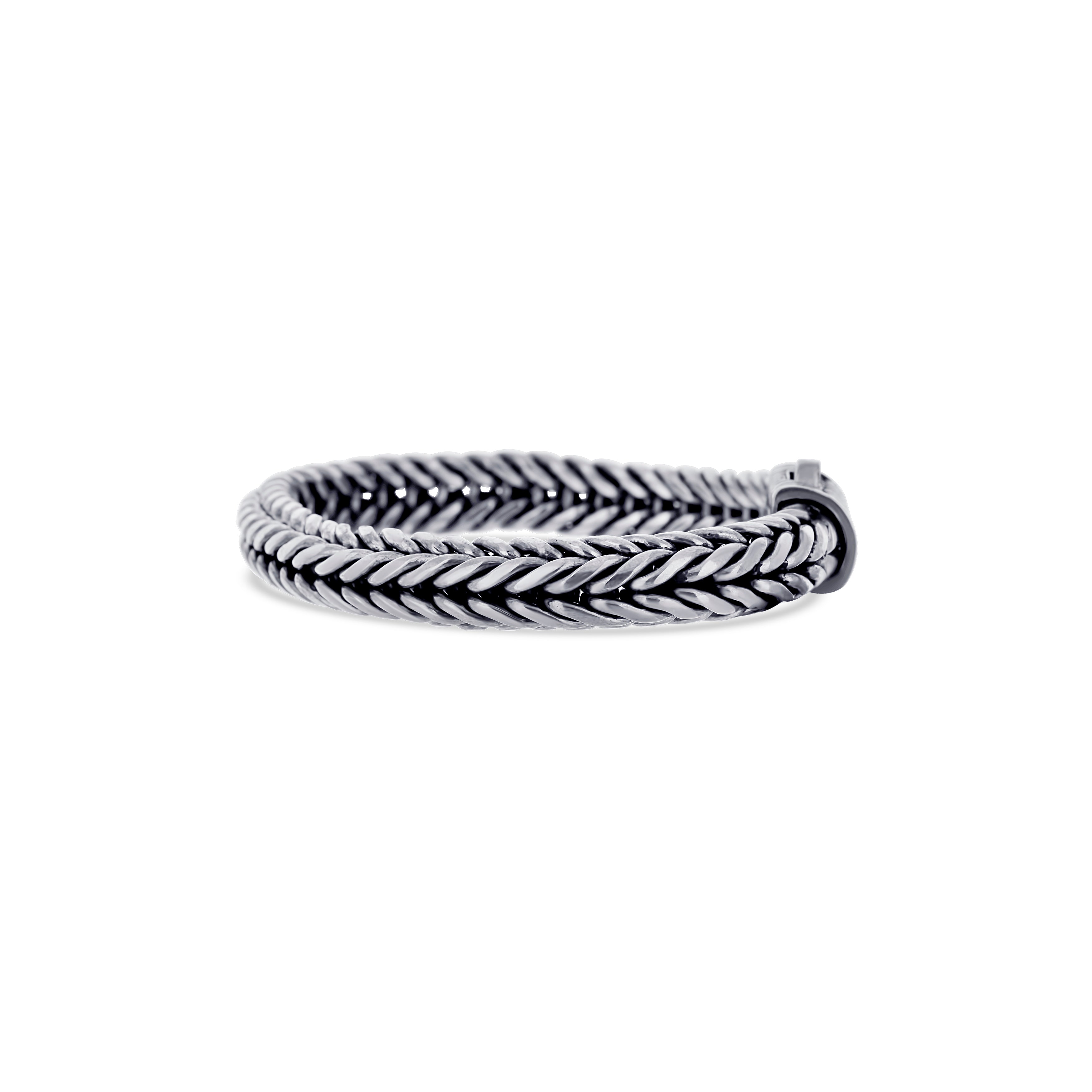 Men's Sterling Silver Braided Bracelet With Fishtail Braid Clasp