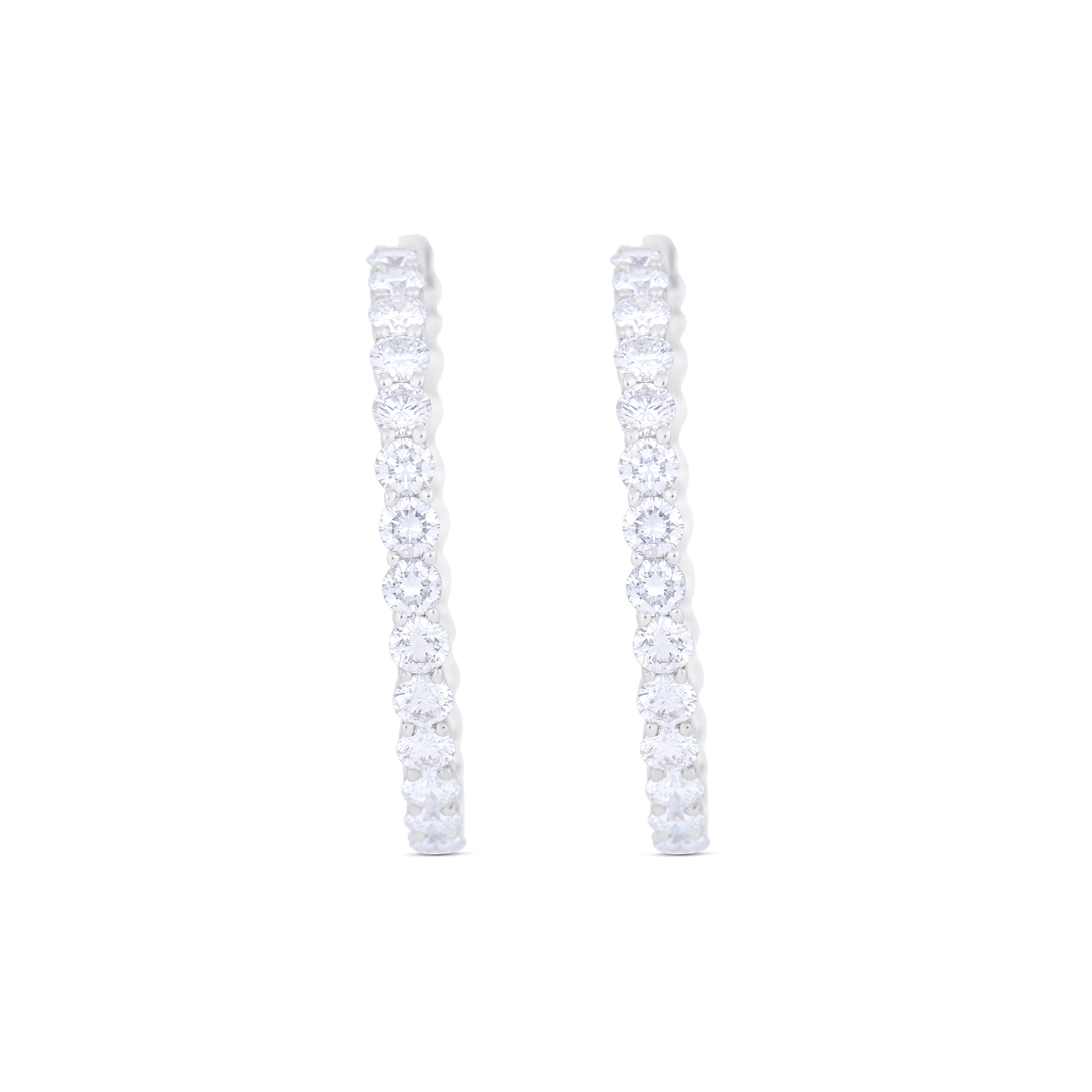 18K White Gold Diamond Hoops