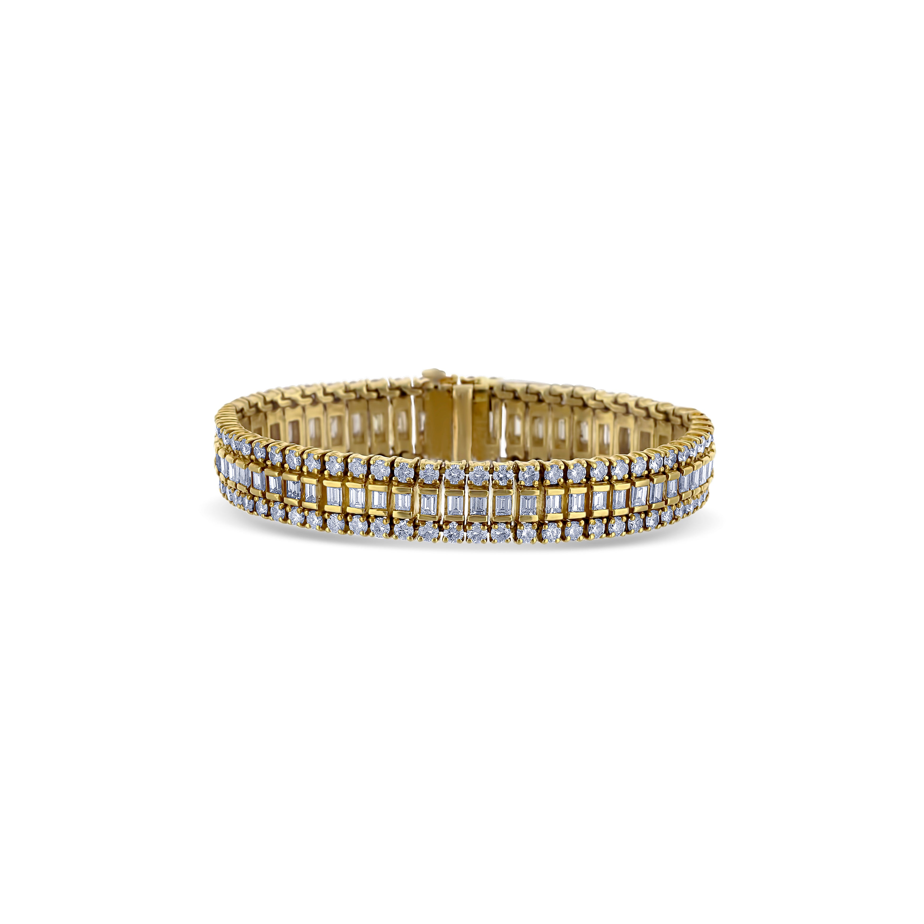 18K Yellow Gold Round Diamond Line Bracelet