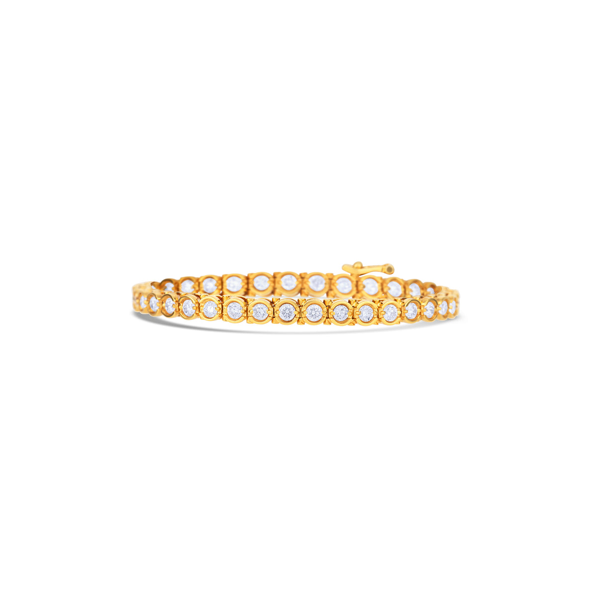 18K Yellow Gold 1/2 Bezel Tennis Bracelet