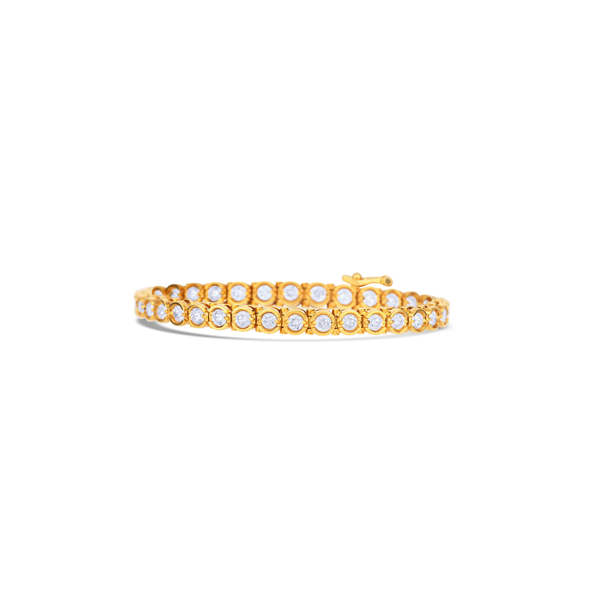 18K Yellow Gold 1/2 Bezel Tennis Bracelet