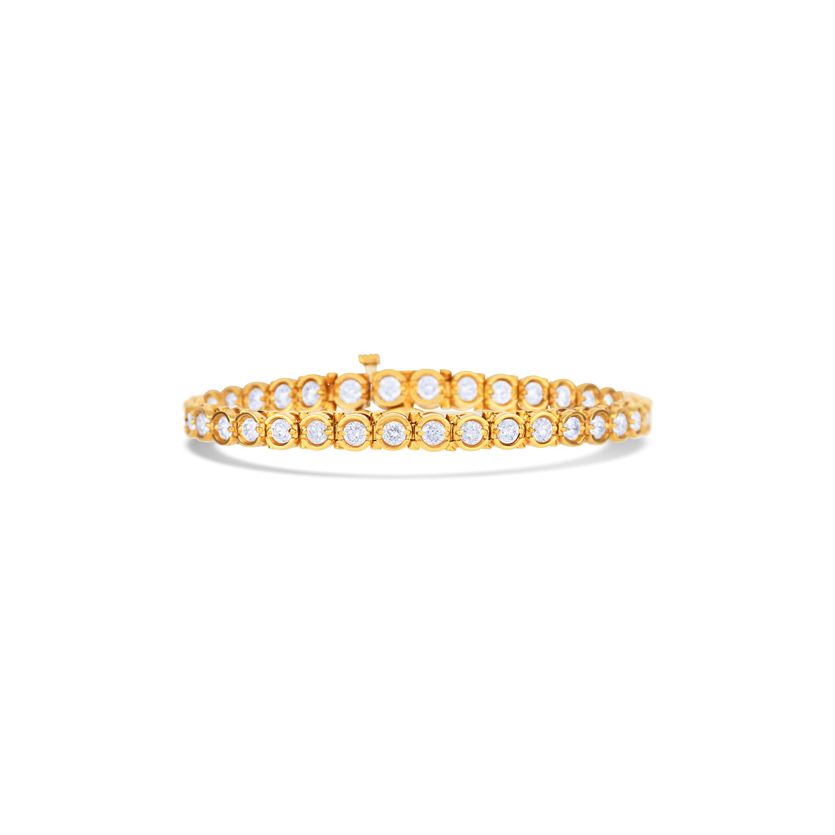 18K Yellow Gold 1/2 Bezel Tennis Bracelet