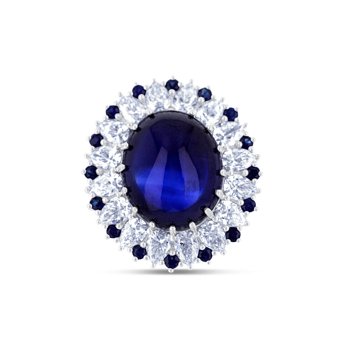 Oval Blue Sapphire & Diamond Cocktail Ring