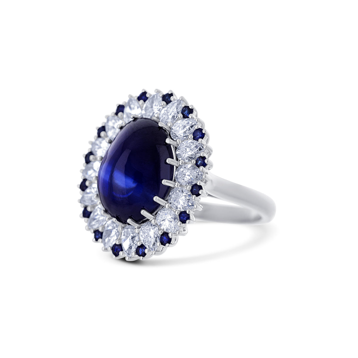 Oval Blue Sapphire & Diamond Cocktail Ring