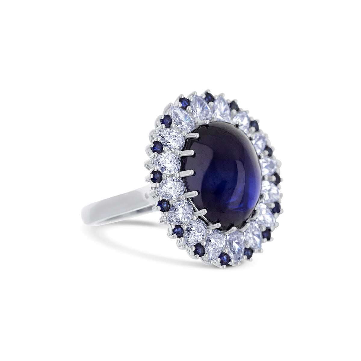 Oval Blue Sapphire & Diamond Cocktail Ring