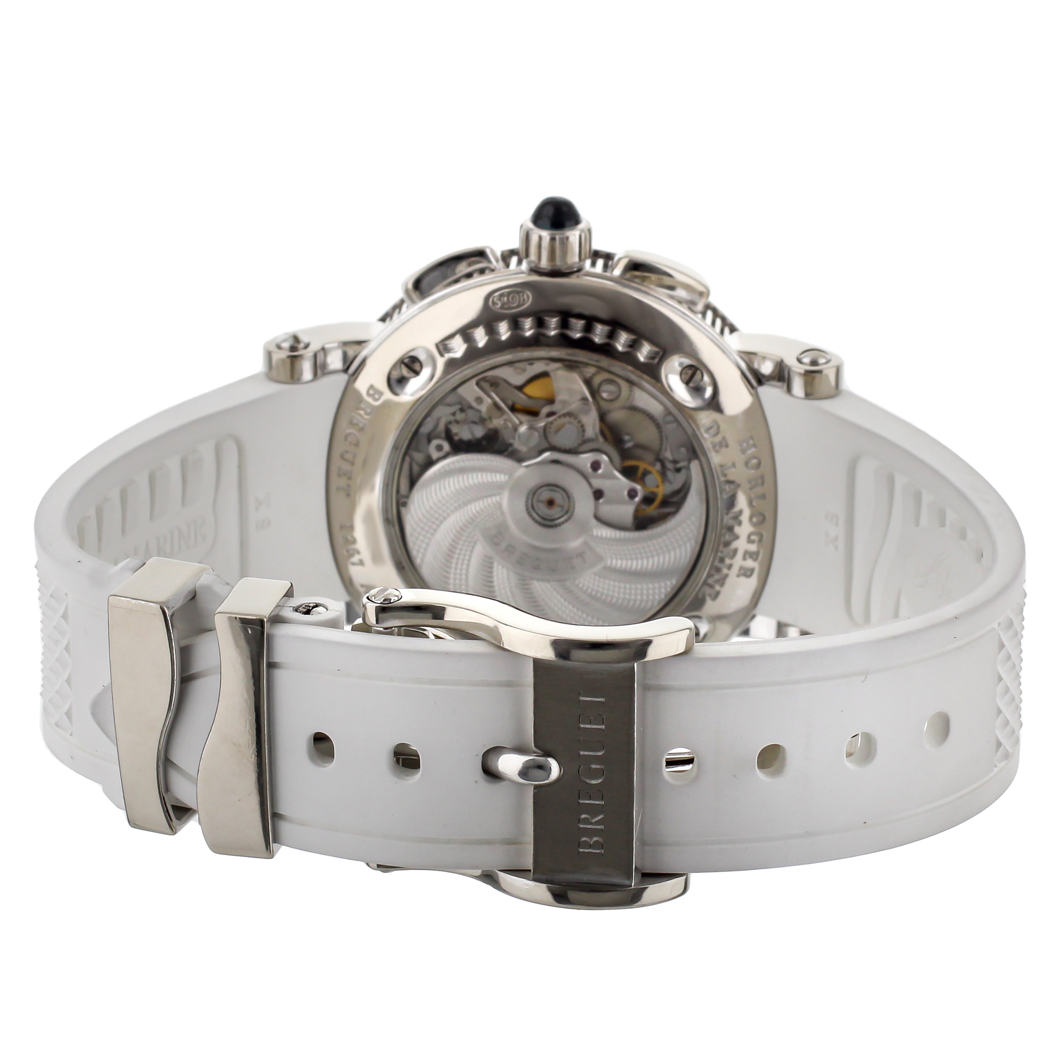 Breguet Marine Chronograph White Gold Diamond MOP Rubber 34mm 8828BB/5D/586