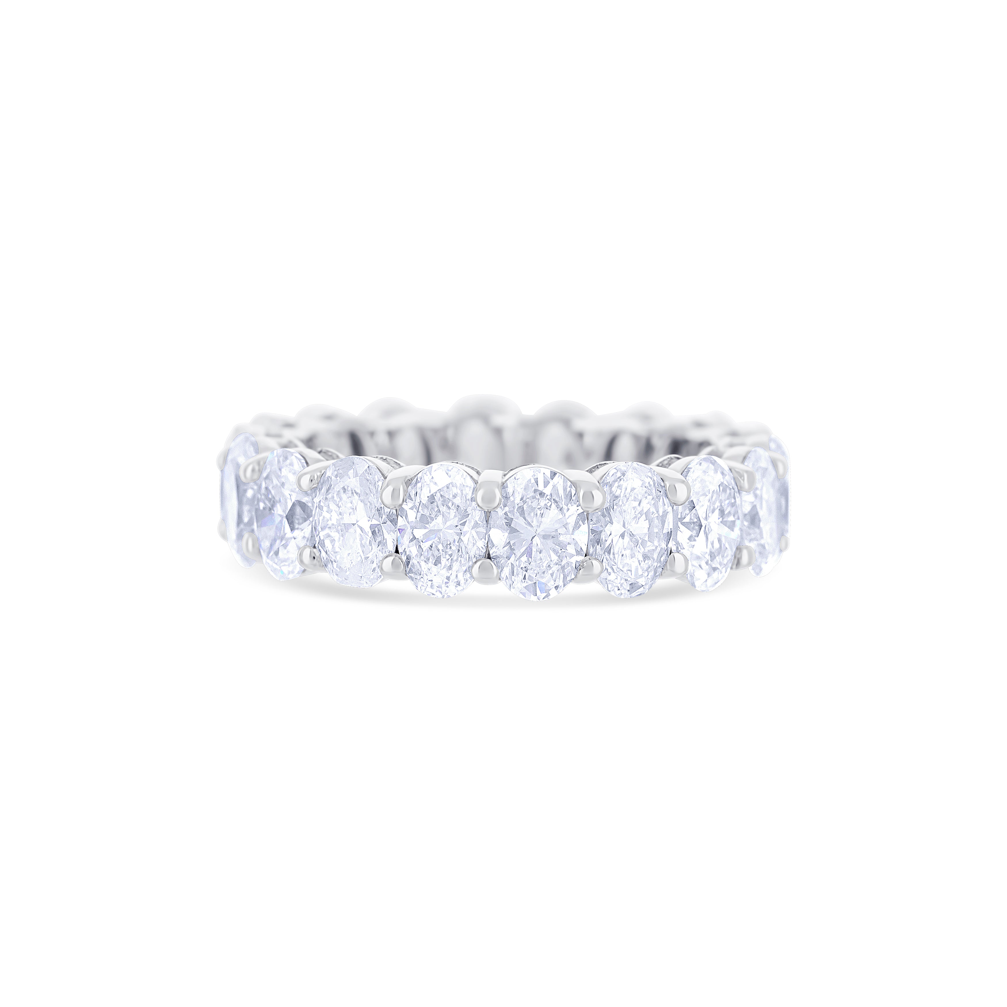 18K White Gold Eternity Band with Oval Diamonds