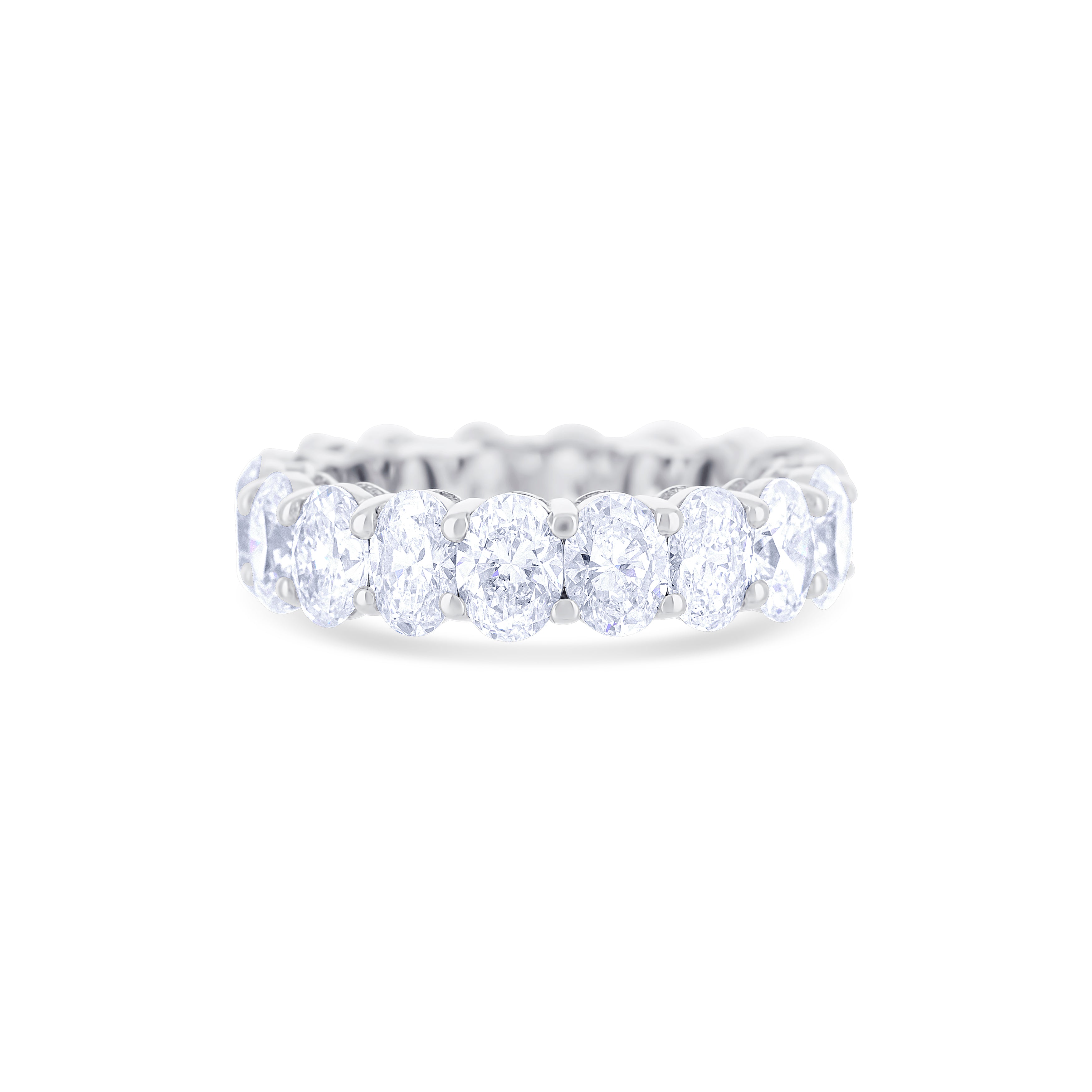 18K White Gold Eternity Band with Oval Diamonds