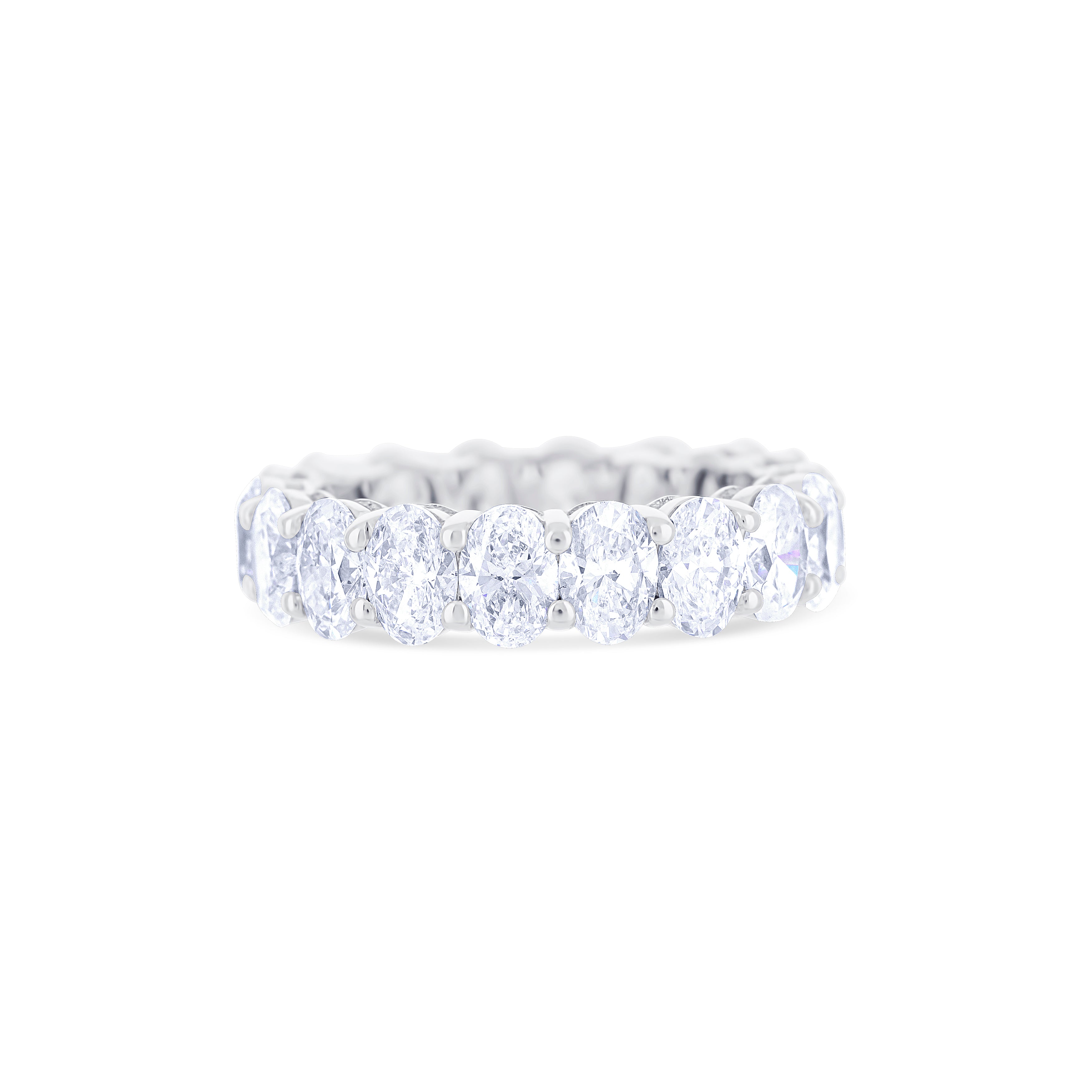 18K White Gold Eternity Band with Oval Diamonds