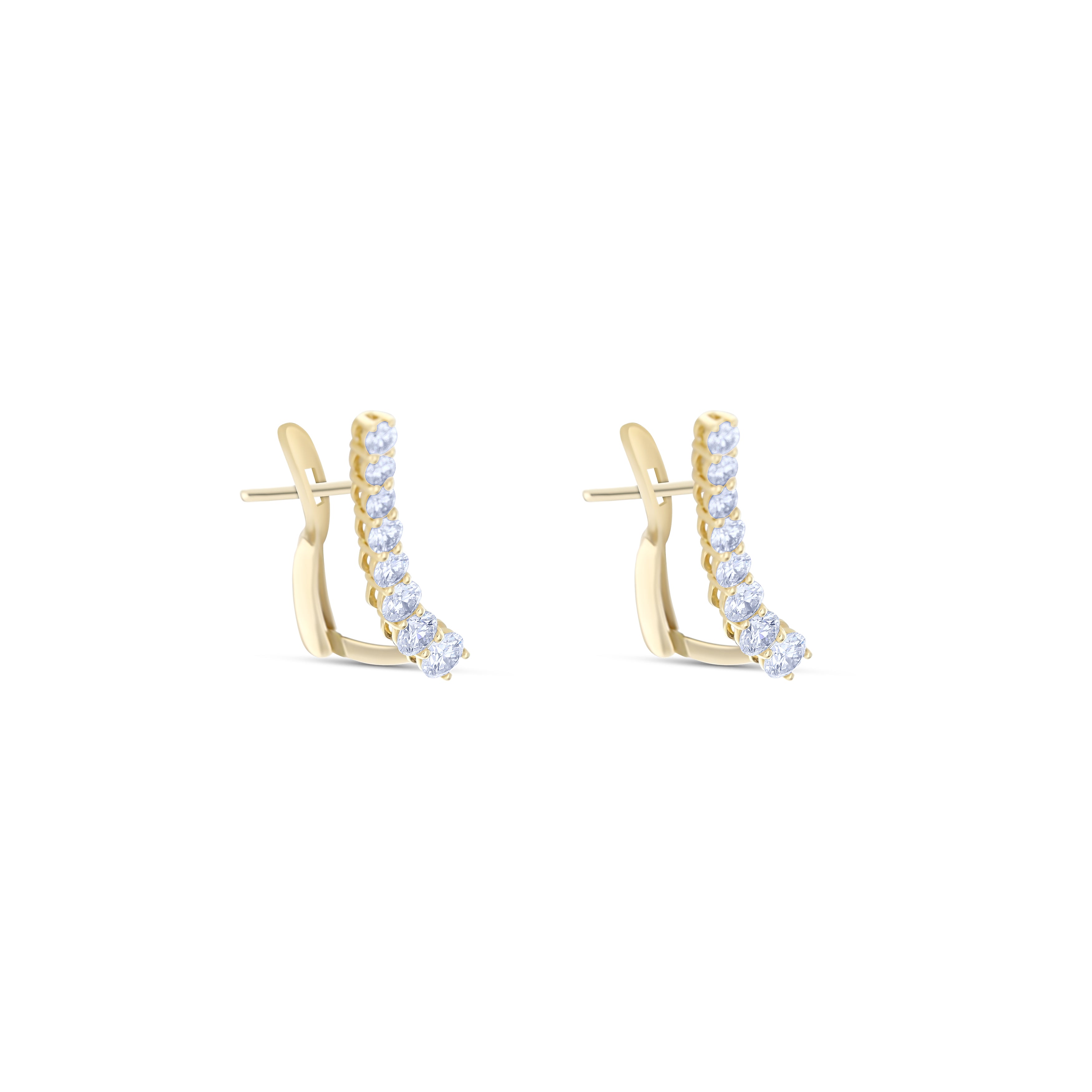 Leo Pizzo 18K Yellow Gold 8 Diamond Graduating Ear Climbers