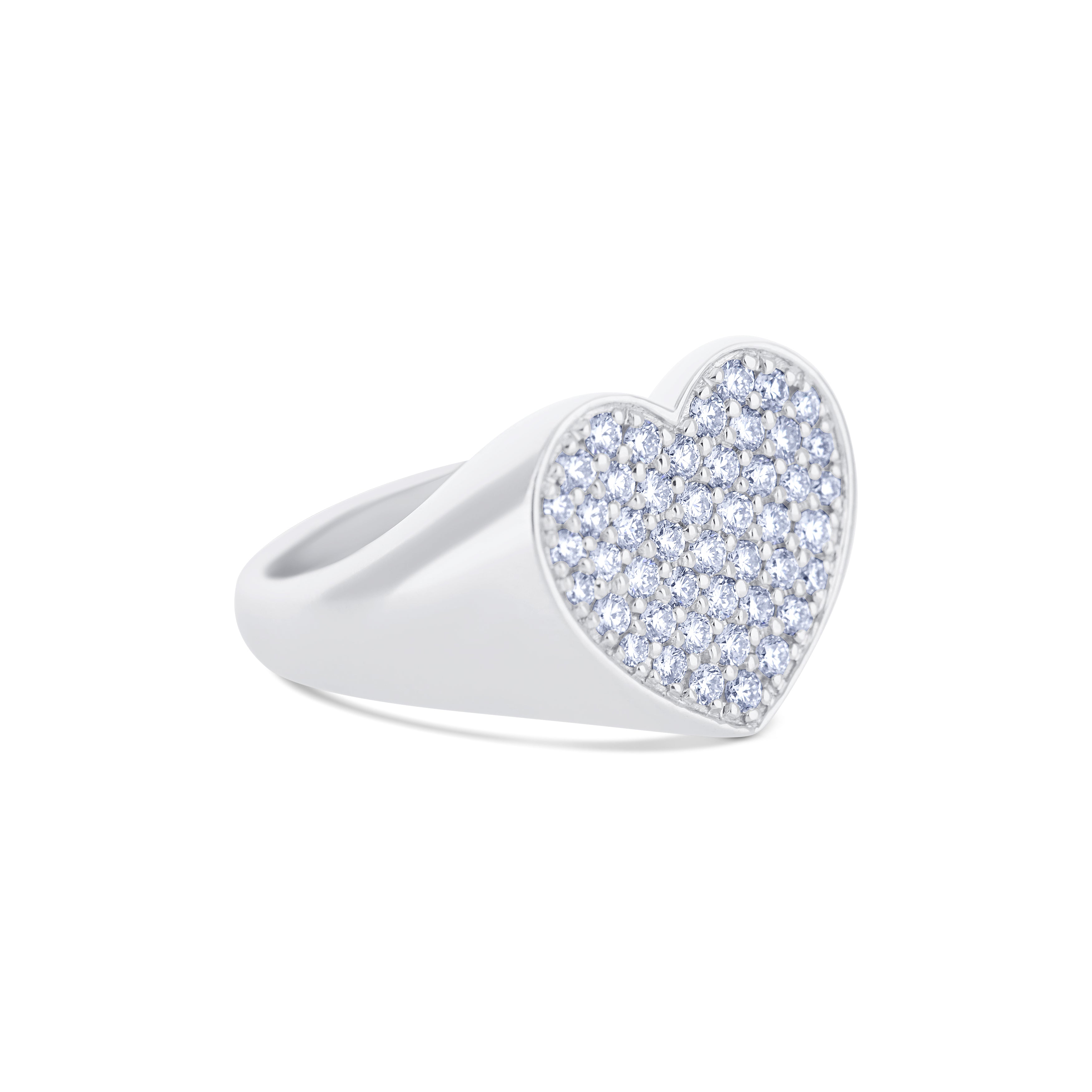 Leo Pizzo 18K White Gold Flat Diamond Heart Ring