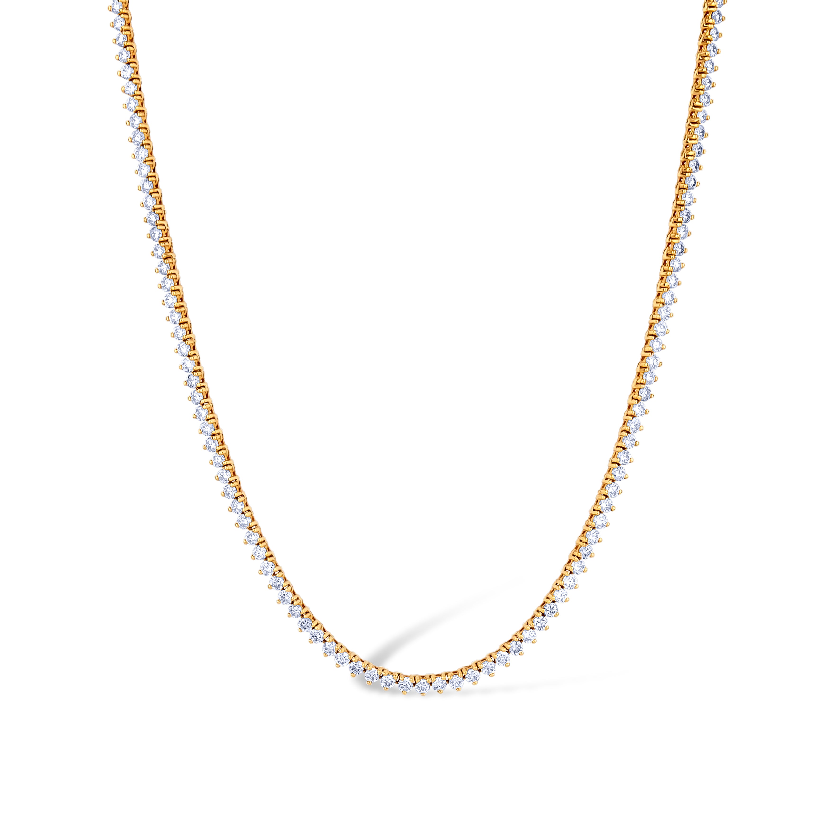 14K Yellow Gold 4.67Ctw Diamond 3 Prong Set Tennis Necklace 200 Stones 16"