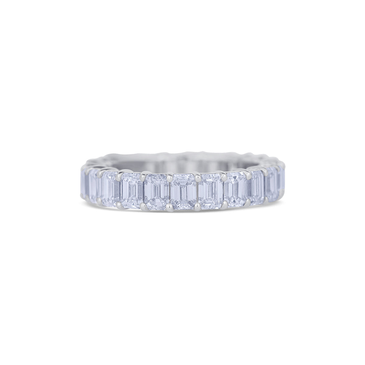 18K White Gold Emerald Cut Diamond Eternity Wedding Band