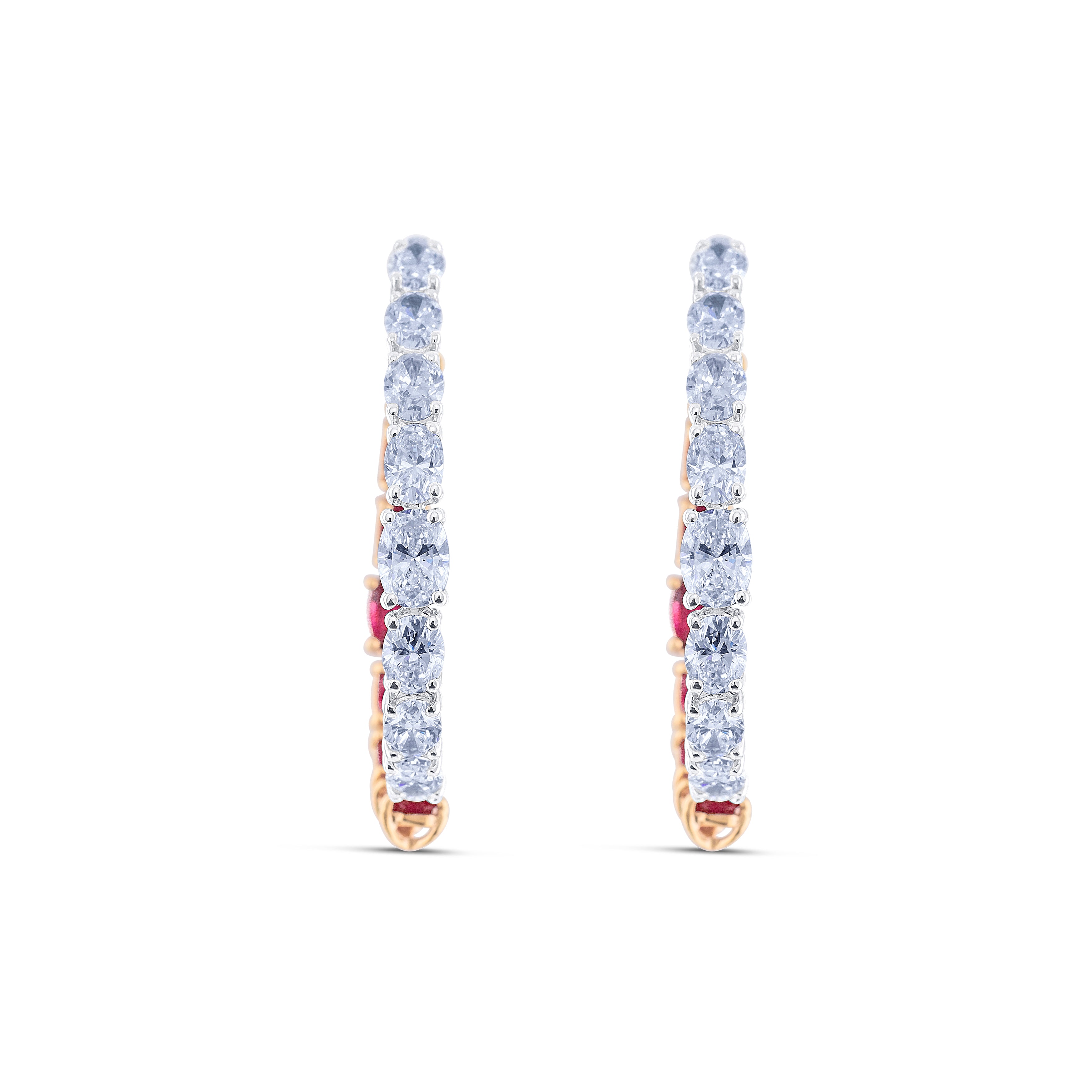 18K White Gold Diamond and Ruby Bypass Earring