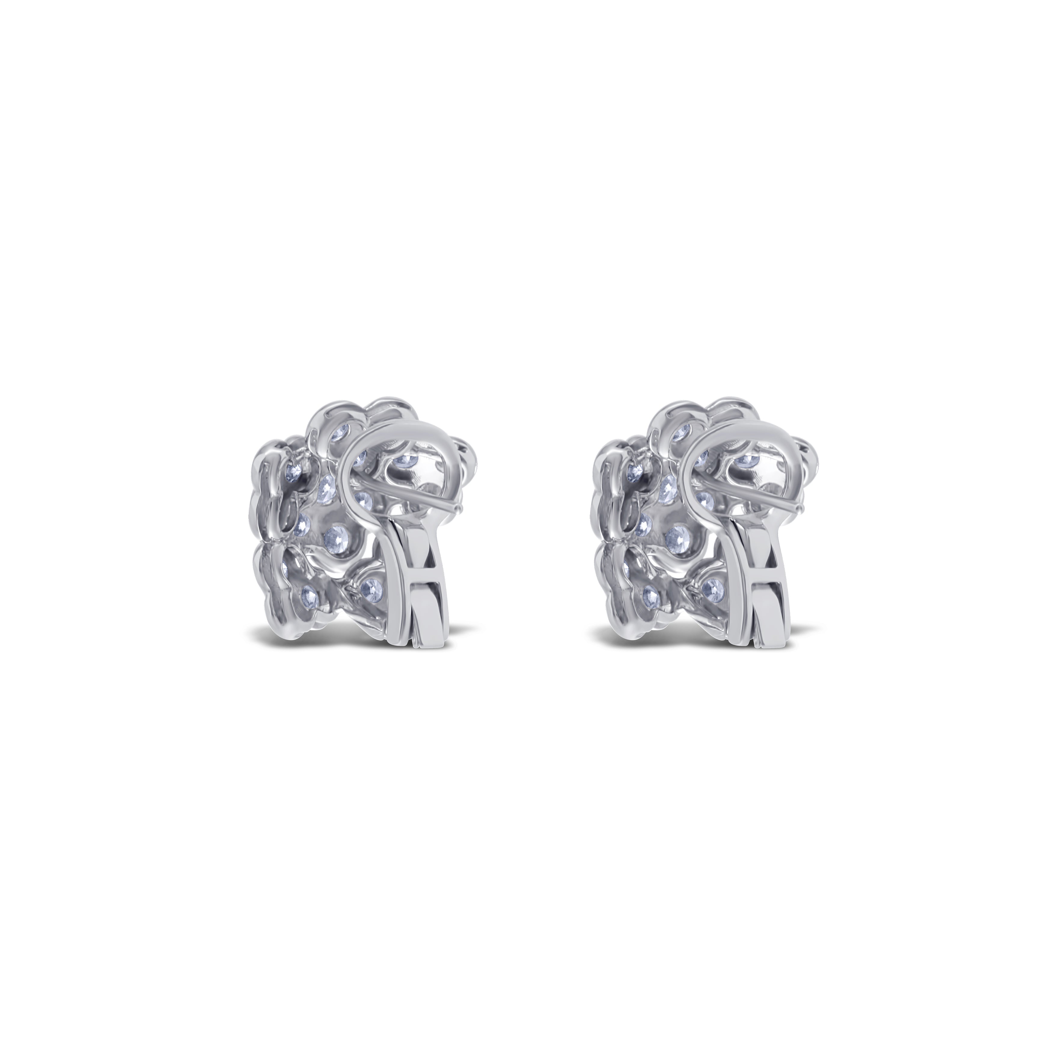 Leo Pizzo 18k White Gold Diamond Flower Design Drop Earrings