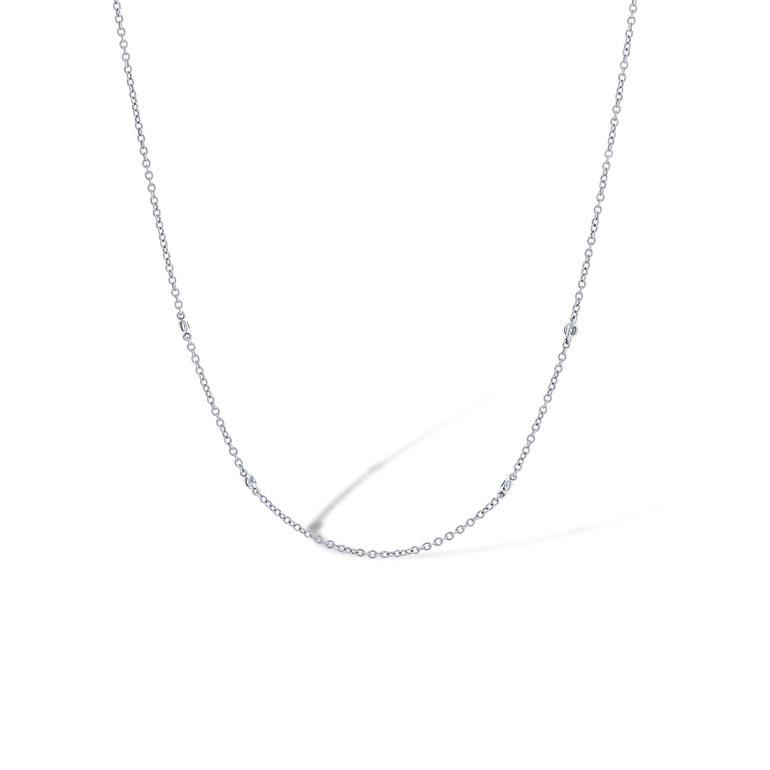 Four Round Diamond Station Necklace