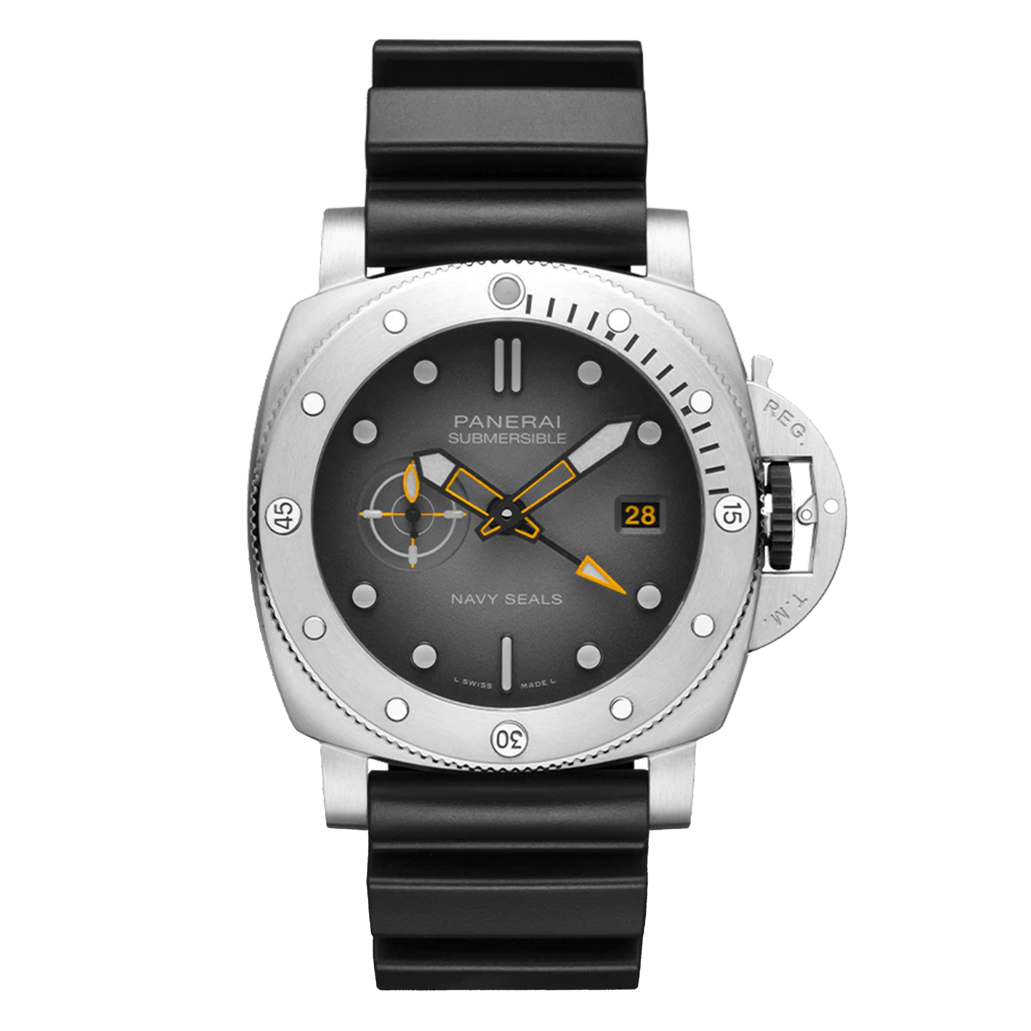 Panerai Submersible Gmt Navy Seals Watch, 44mm Grey Dial, PAM01323