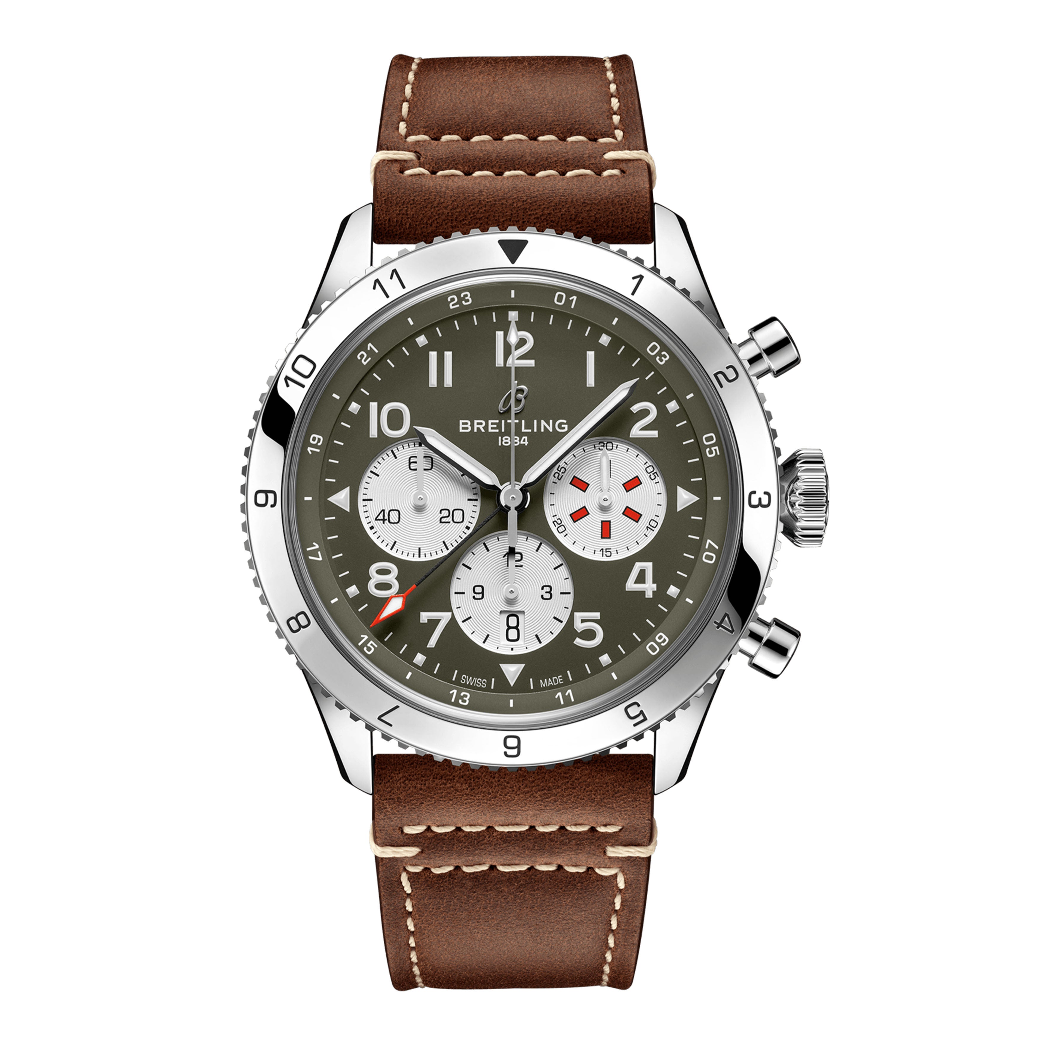 Breitling Super Avi B04 Chronograph Gmt Curtiss Warhawk Watch, 46mm Green Dial, AB04452A1L1X1