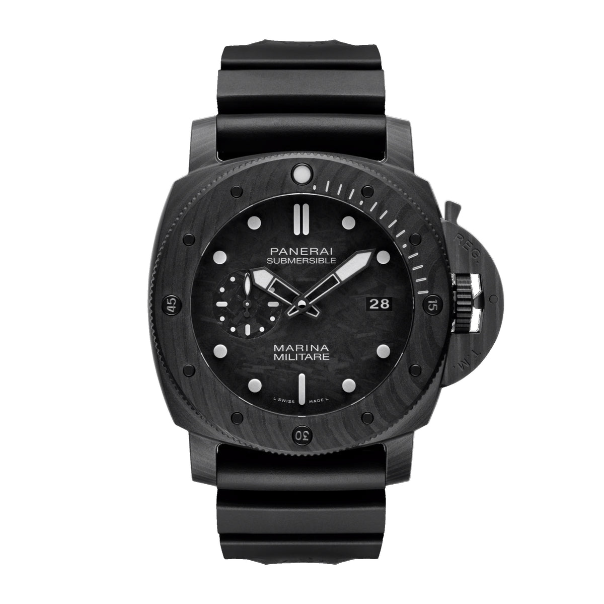 Panerai Submersible Marina Militare Carbotech Watch, 47mm Black Dial, PAM02979