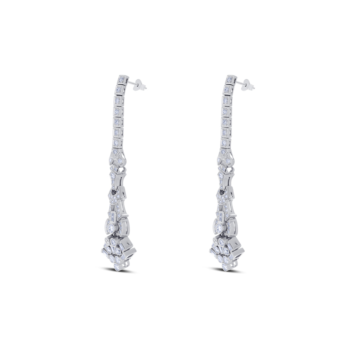Platinum Baguette Drop Earrings
