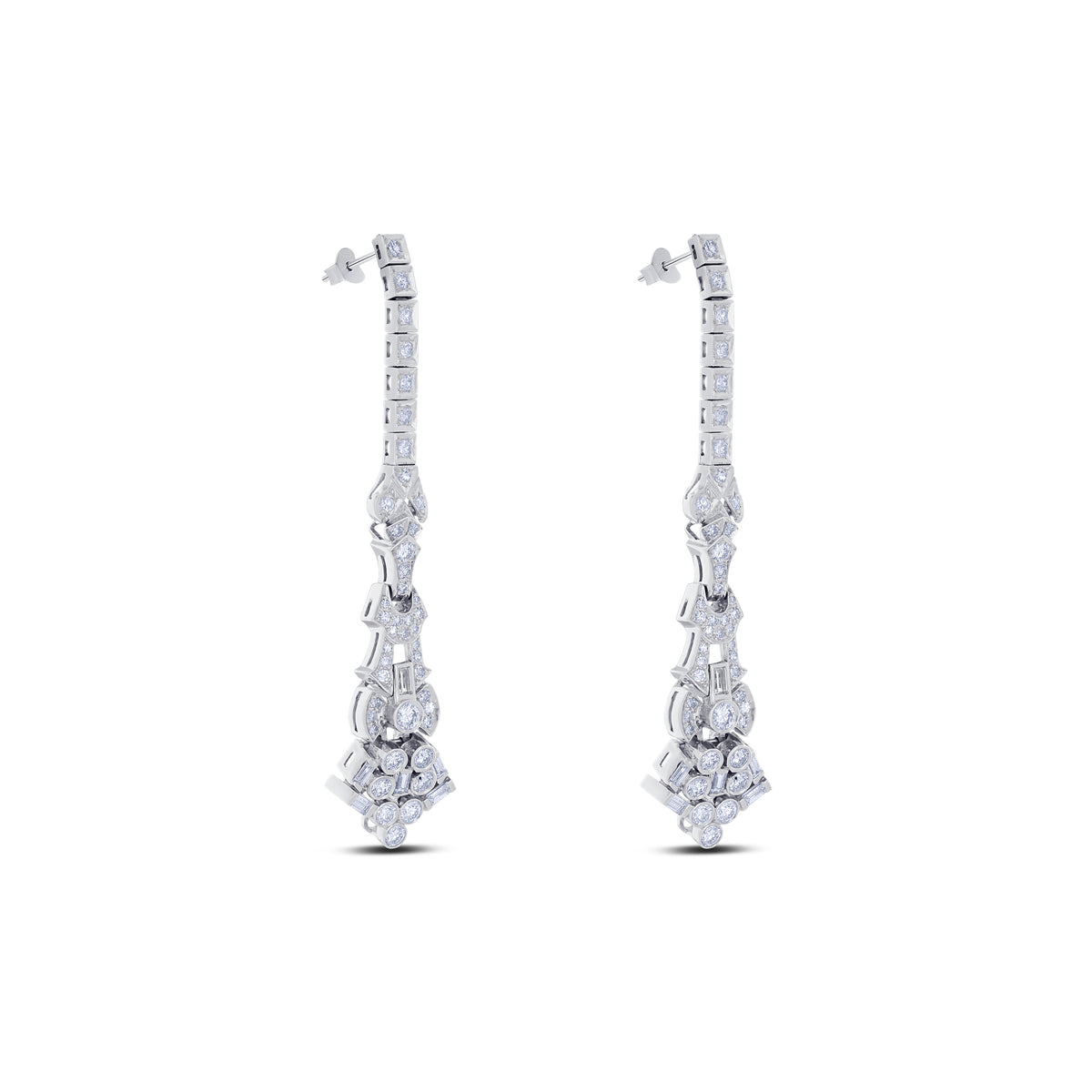 Platinum Baguette Drop Earrings
