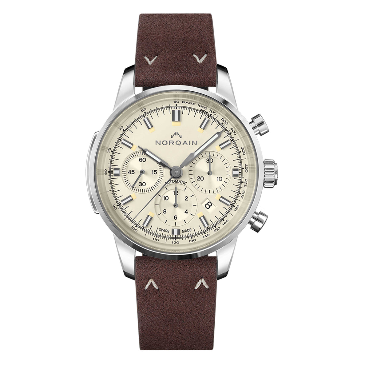 Norqain Freedom 60 Chrono watch, 43mm Cream Dial, N2200.18S01.C01.V01