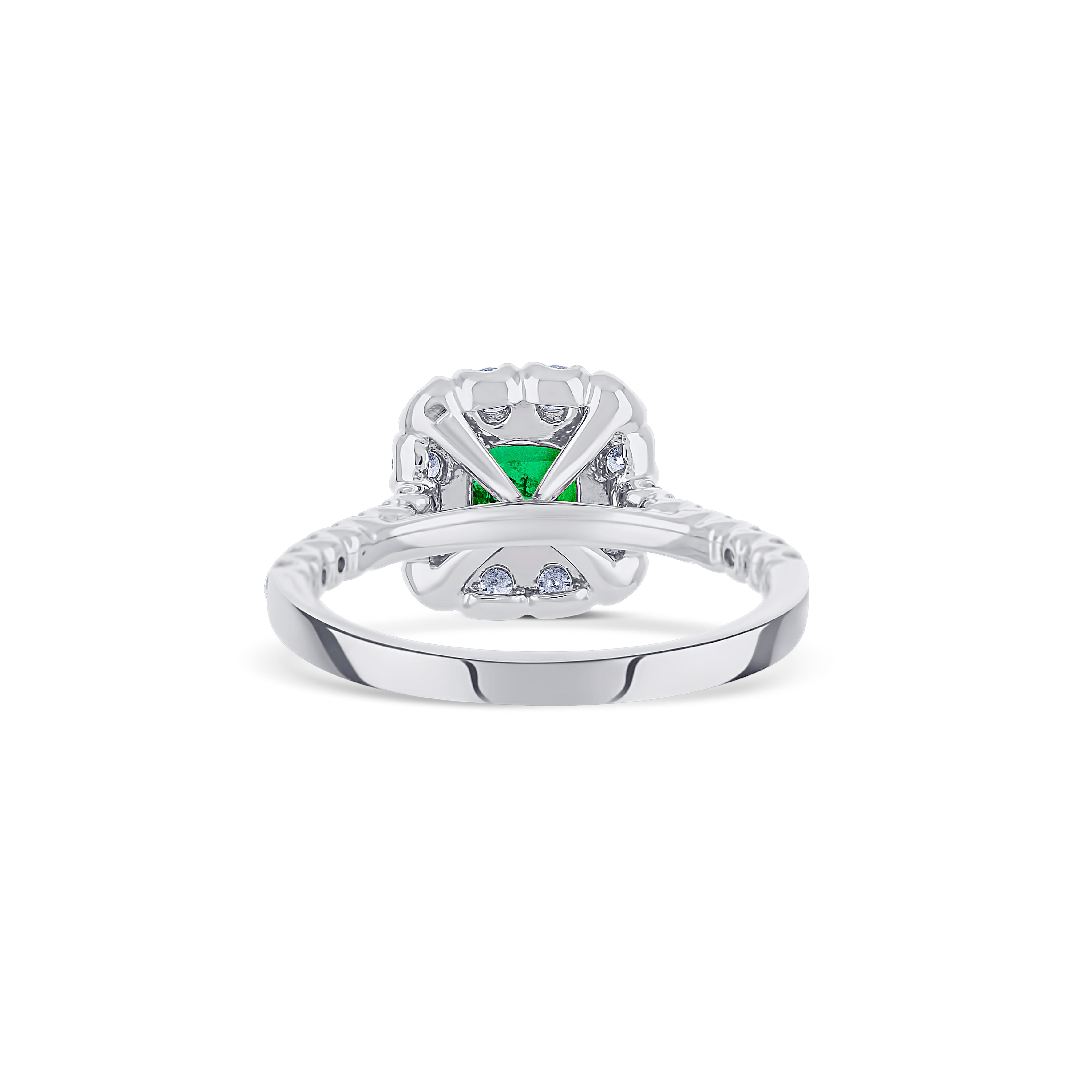 18K White Gold Emerald Halo Ring