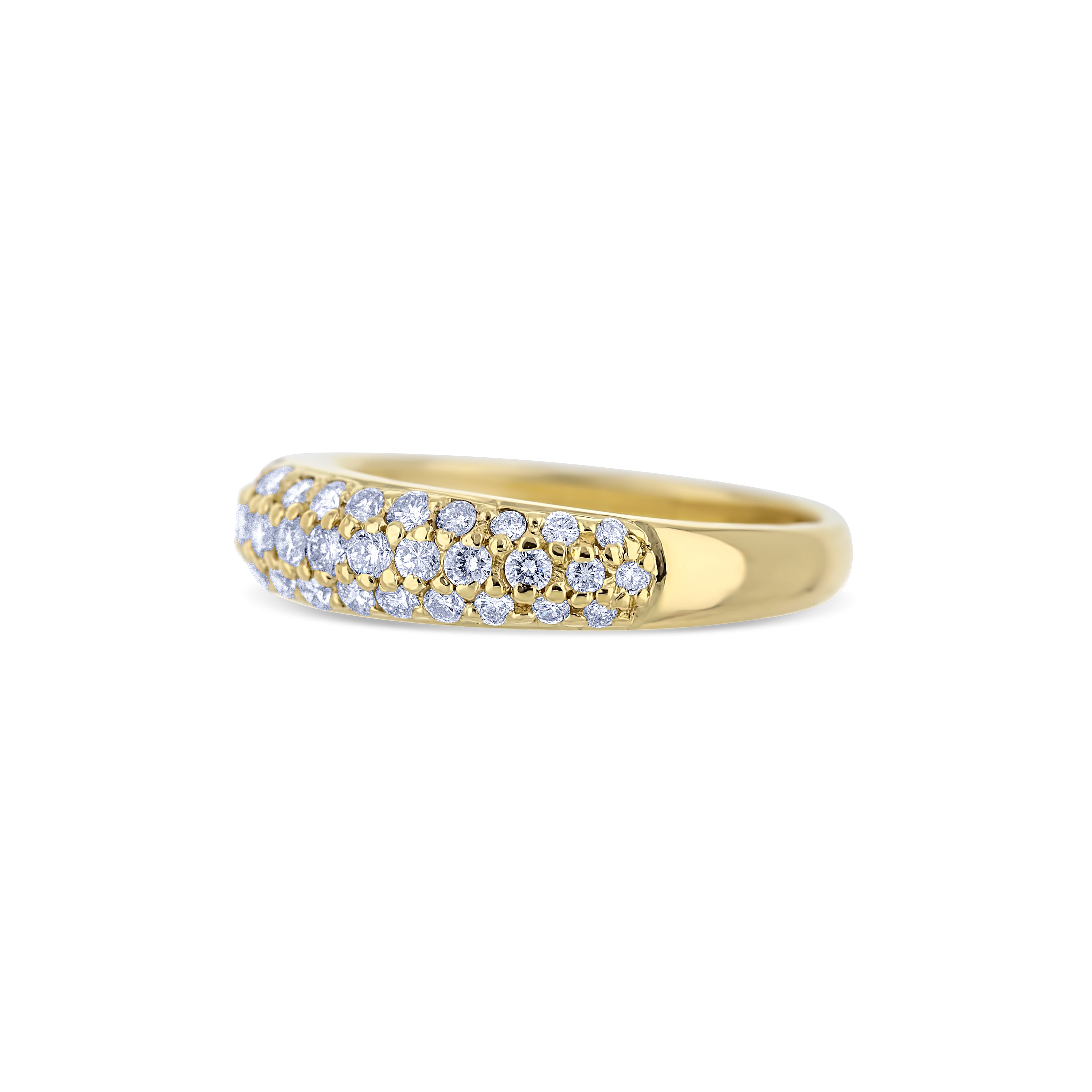 14K Yellow Gold Pave Diamond Dome Ring