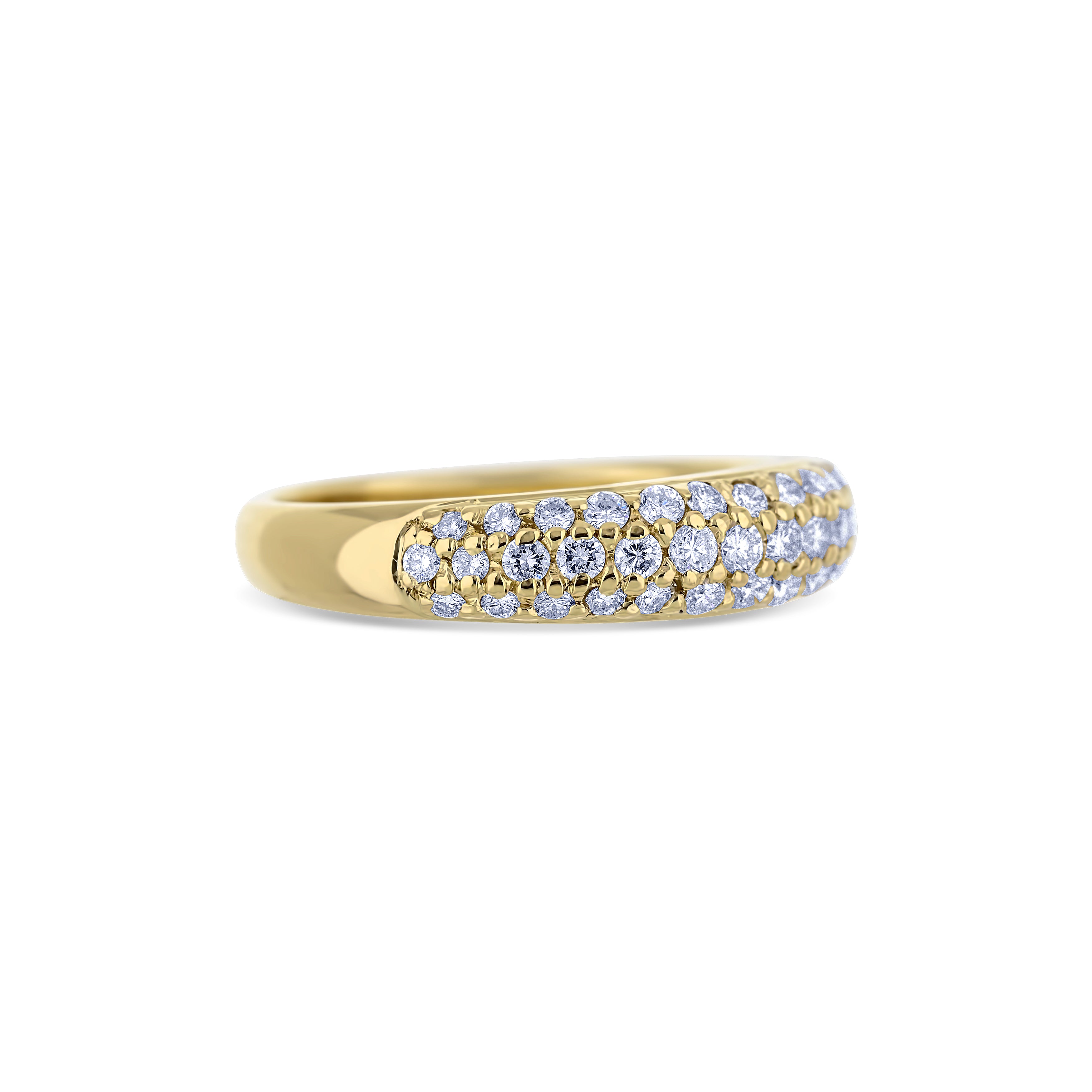 14K Yellow Gold Pave Diamond Dome Ring