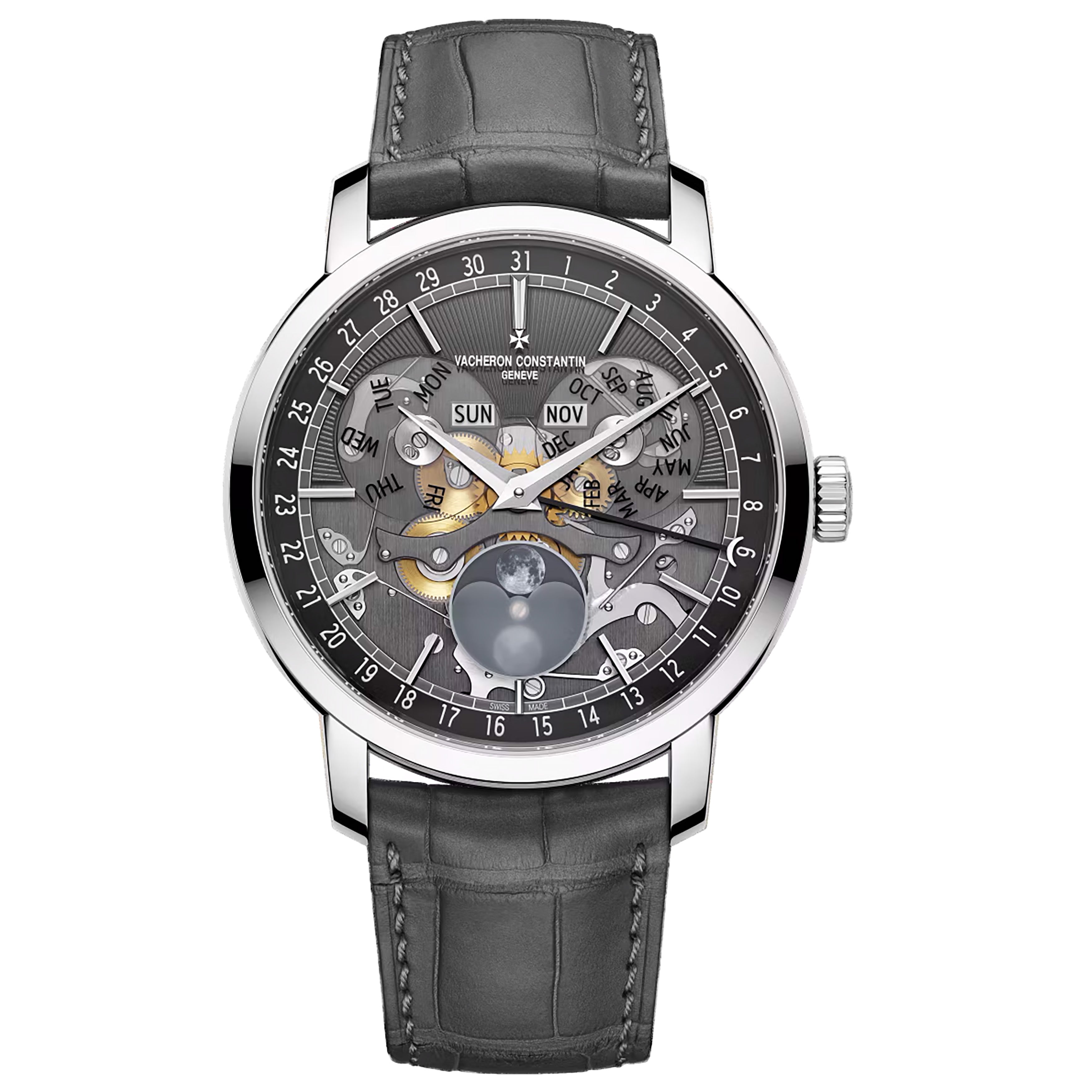 Vacheron Constantin Traditionnelle Complete Calendar Openface Watch, 41mm Skeleton Dial, 4020T/000G-B655