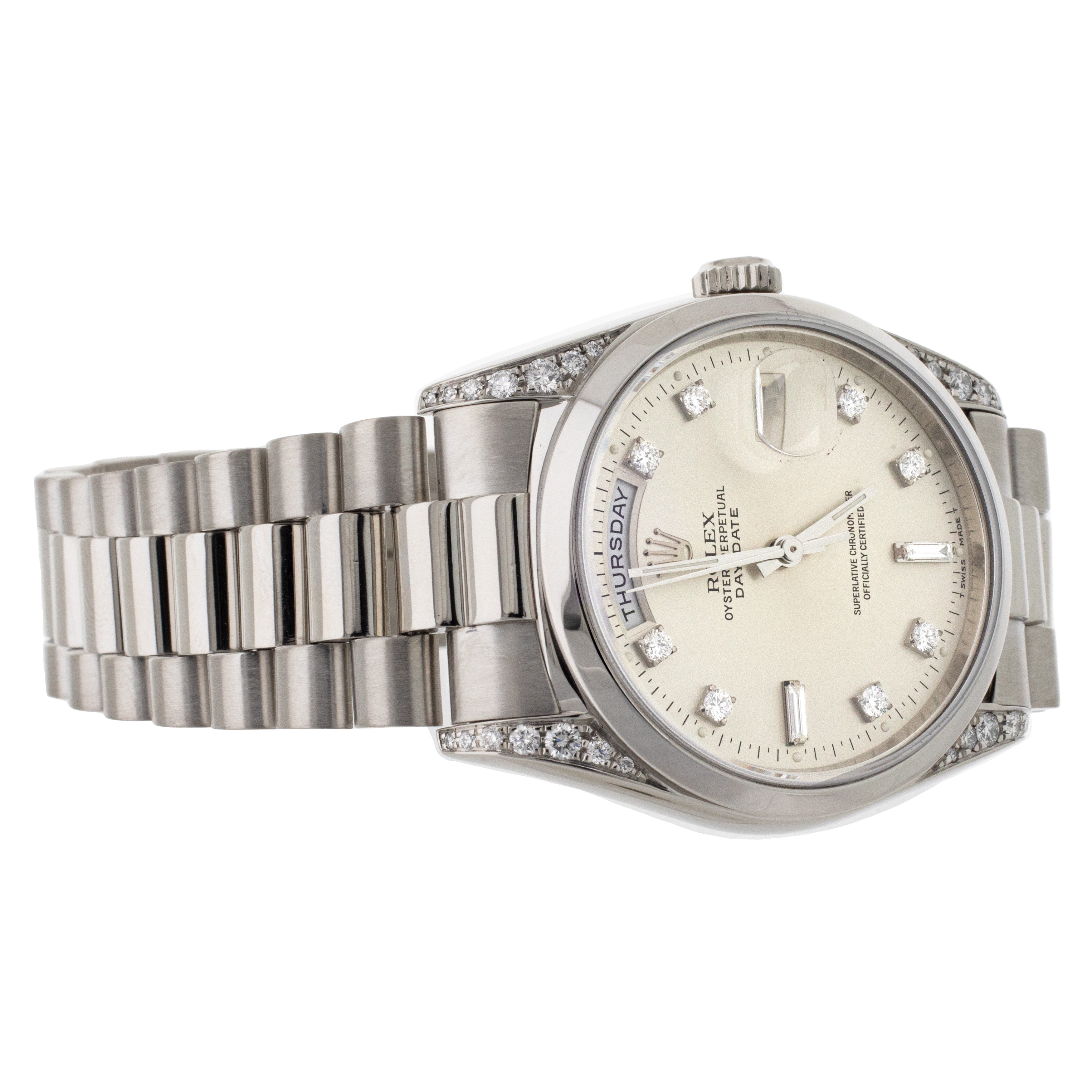 Rolex Day-Date 36 Platinum Factory Diamond Markers and Lugs 36mm 18296