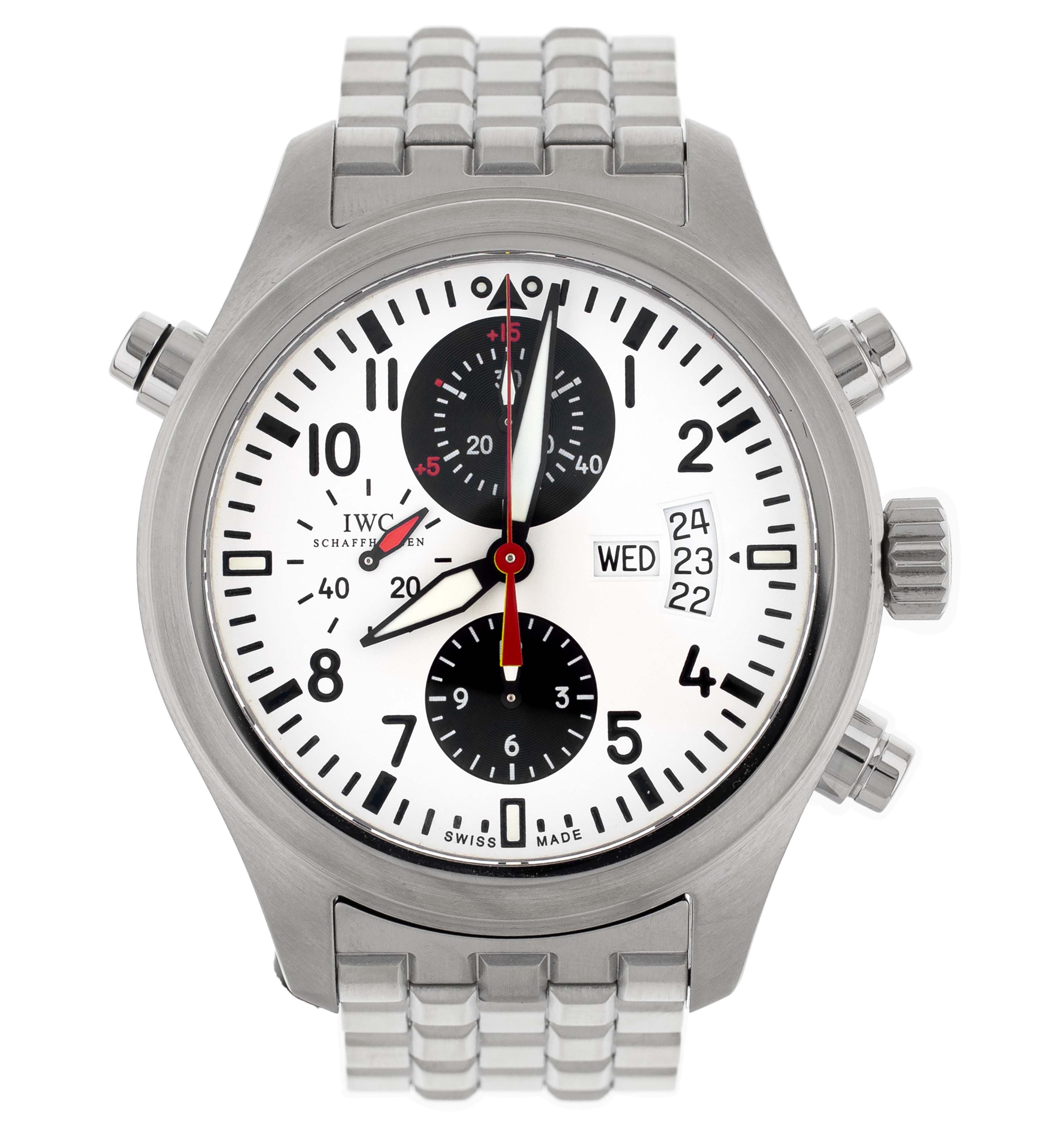 IWC Pilot's Watch Double Chronograph DFB White Dial Bracelet 44mm IW371803