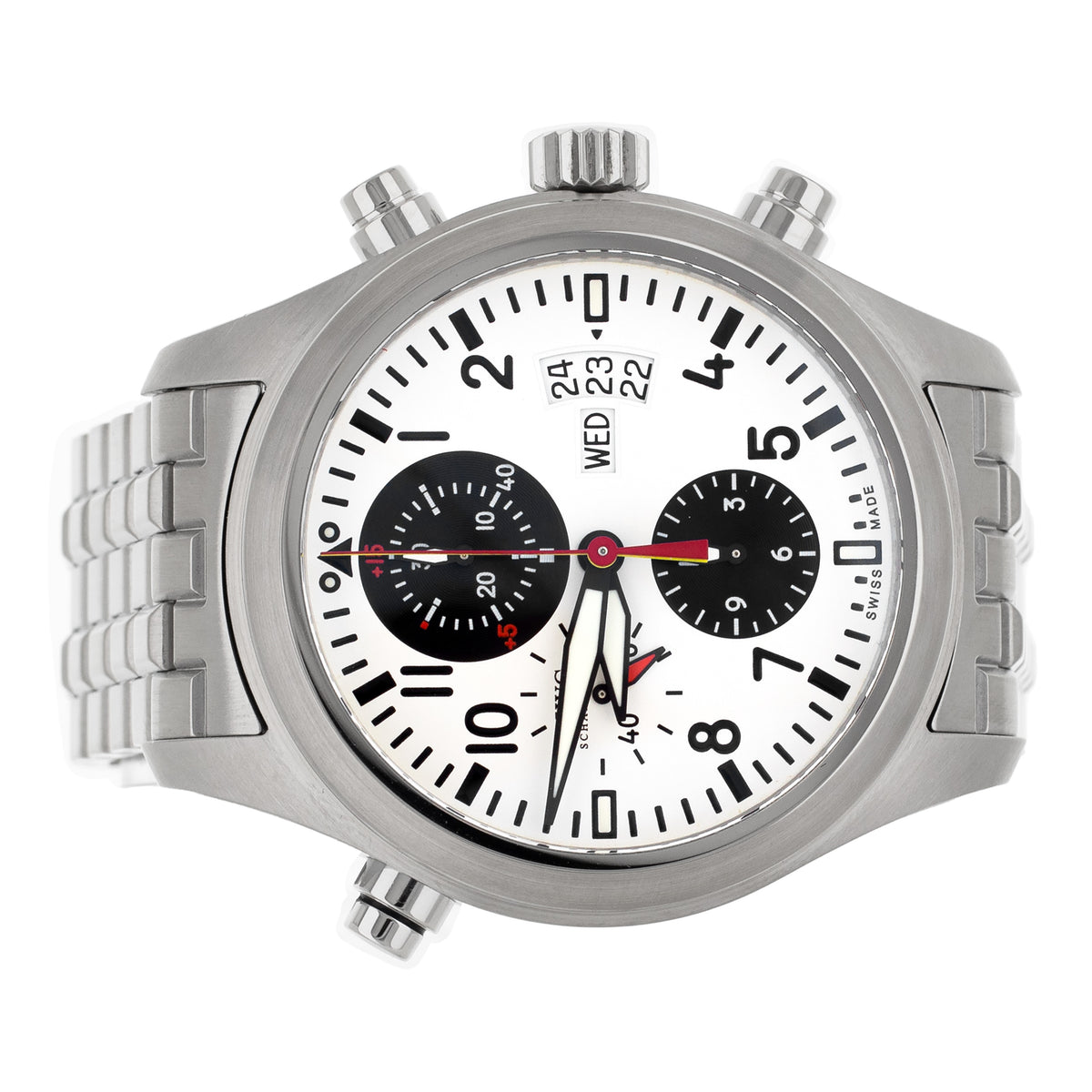 IWC Pilot's Watch Double Chronograph DFB White Dial Bracelet 44mm IW371803