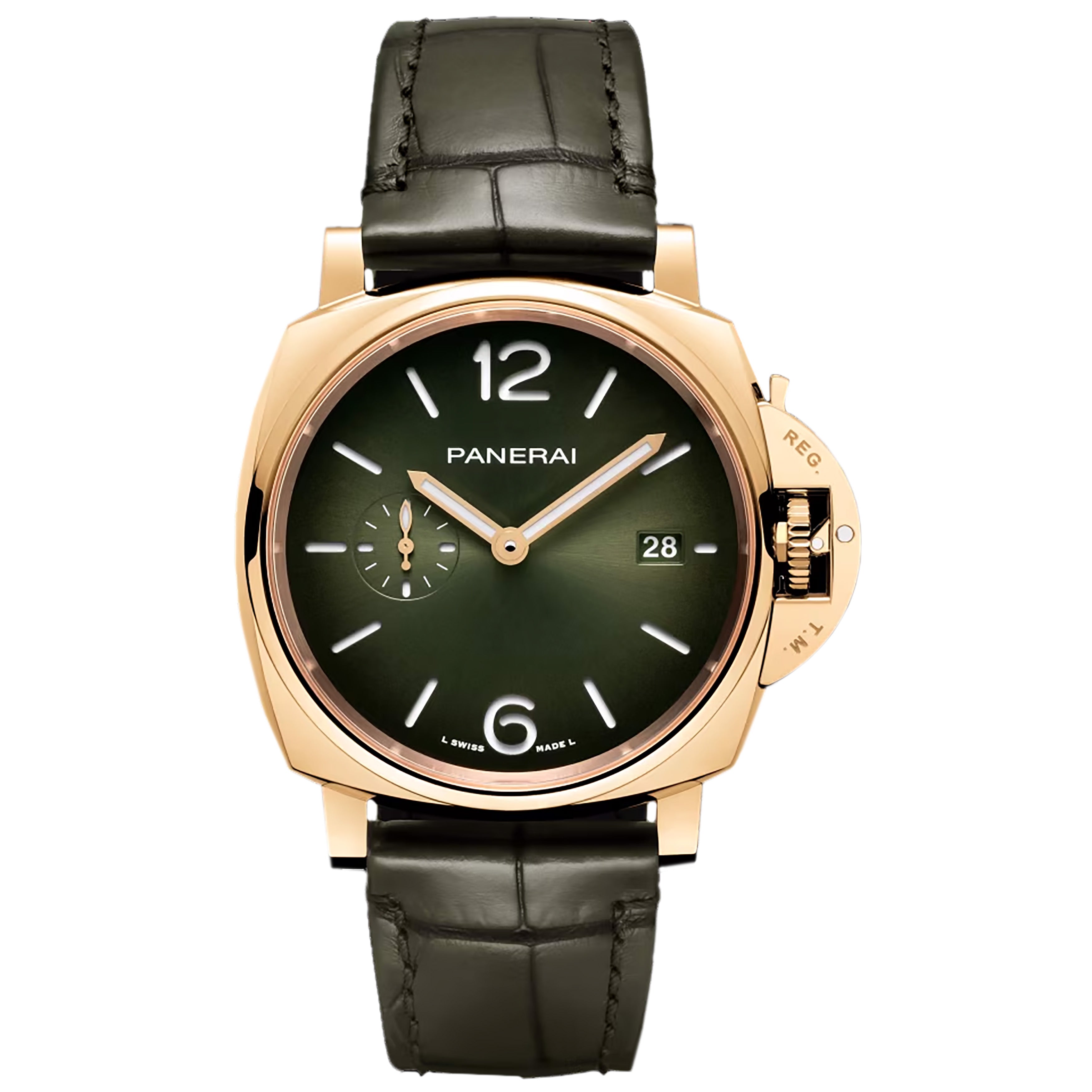 Panerai Luminor Due Yellow Gold Watch, 42mm Green Dial, PAM01423
