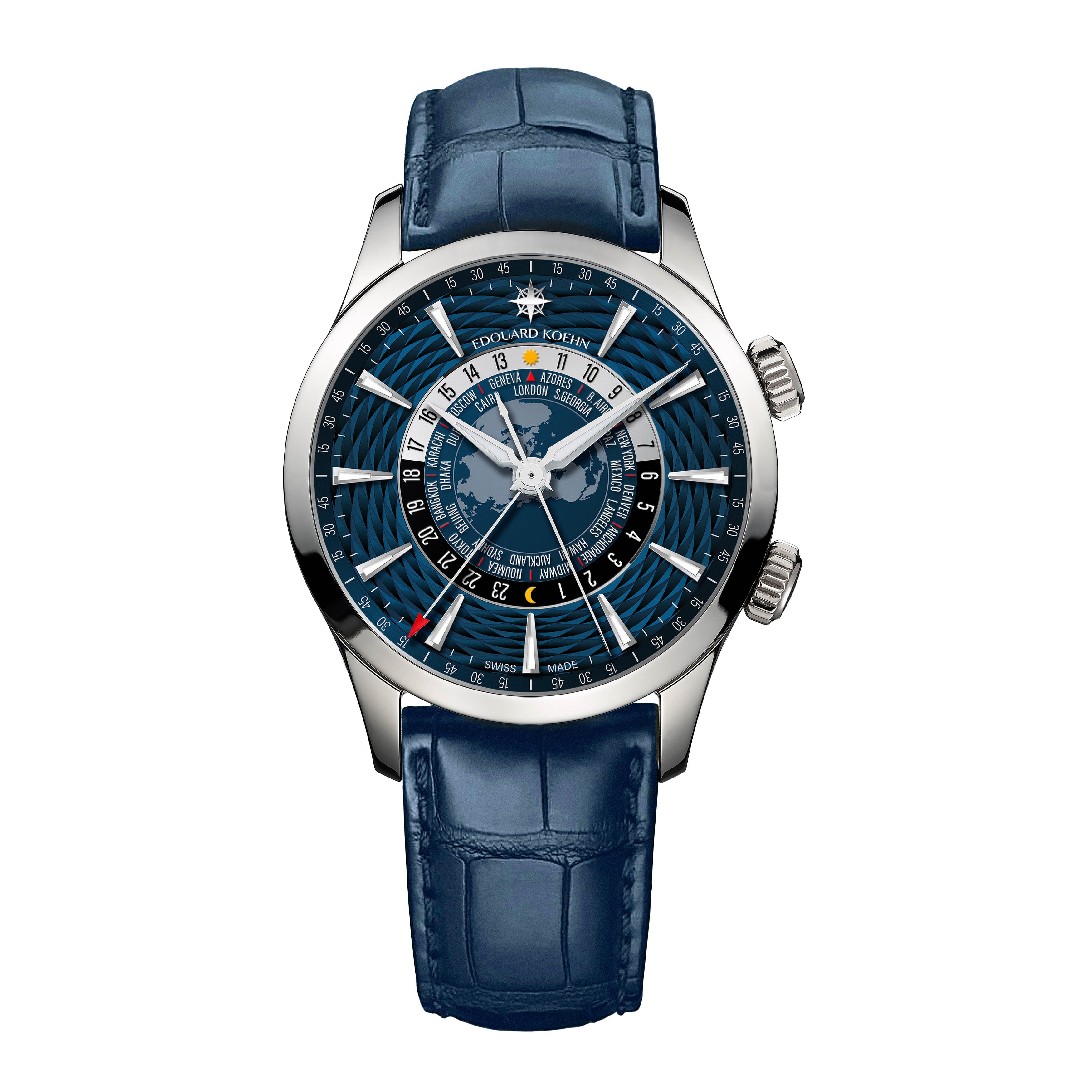 Edouard Koehn Wold Heritage Watch, 41mm Navy Dial, EK-WTA05CS