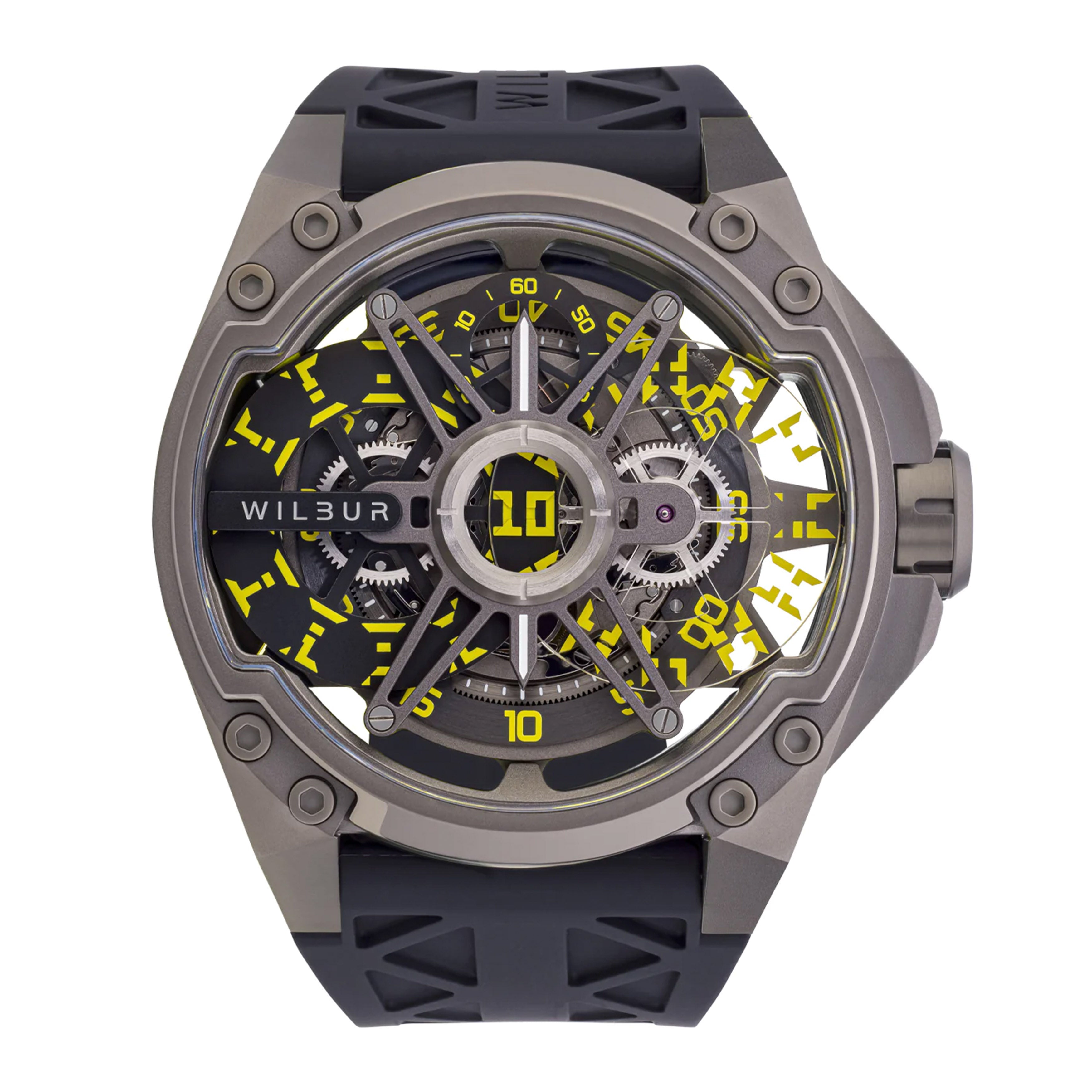 Wilbur Leo JW1.3 Fire Fly Watch, 48mm Yellow Skeleton Dial, LEO-JW1.3
