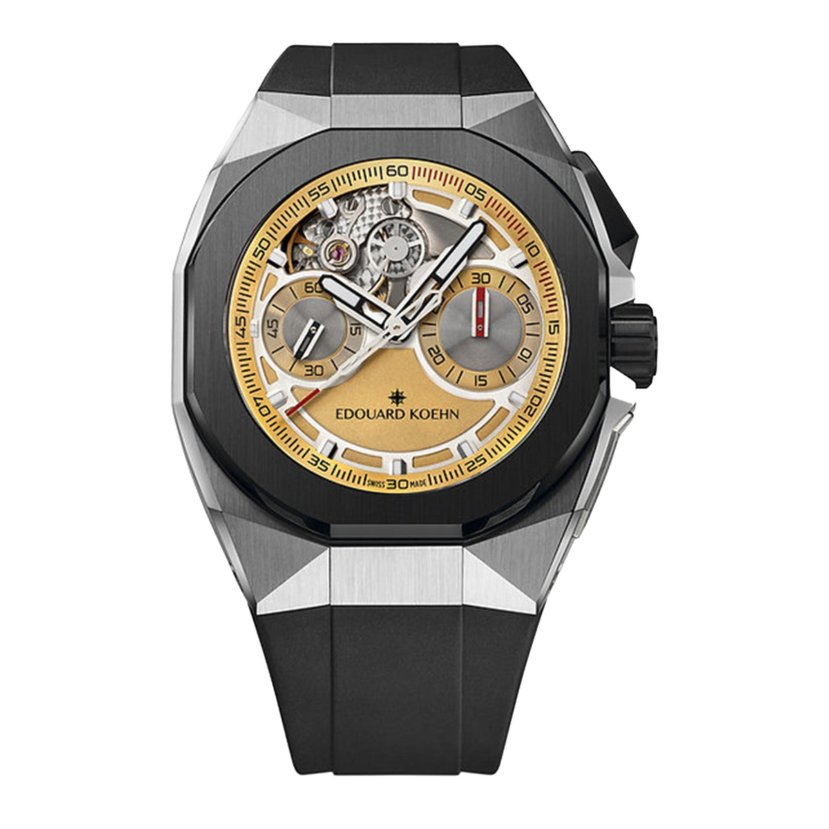 Edouard Koehn Tempus II Openheart Watch, 43mm Gold Dial, EK-CHR05MPRGD