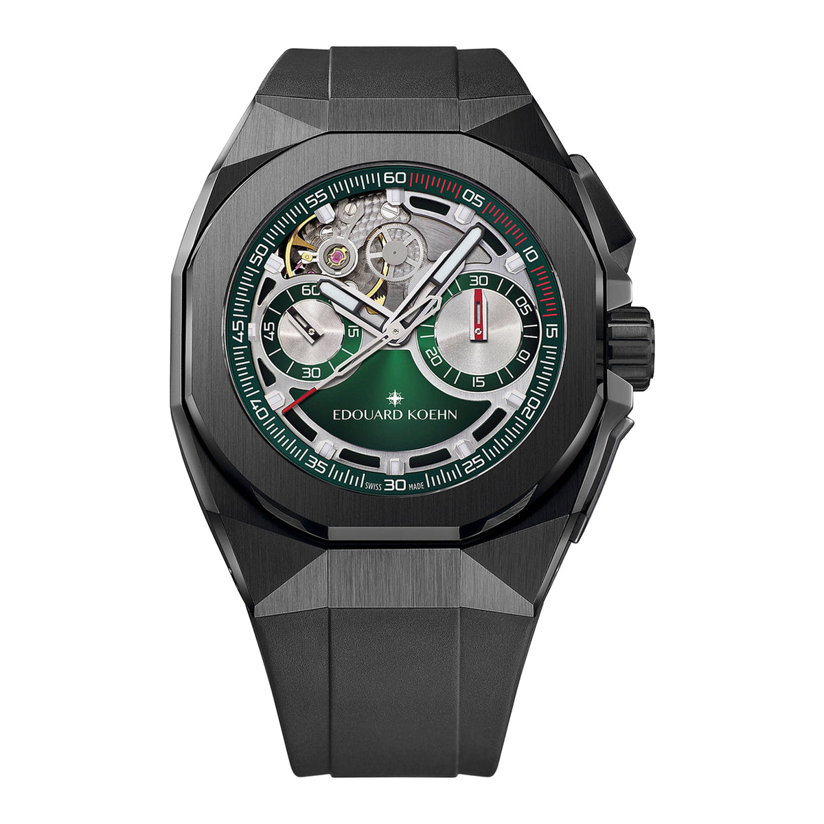 Edouard Koehn Tempus II Openheart Watch, 43mm Green Dial, EK-CHR06MPRGN