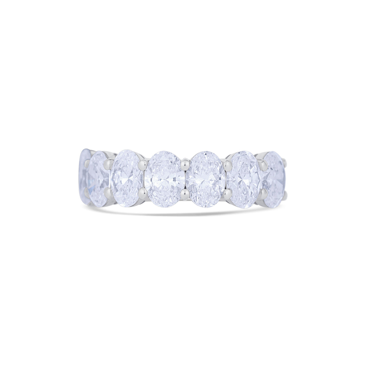 18K White Gold Oval Cut Diamond Halfway Wedding Band