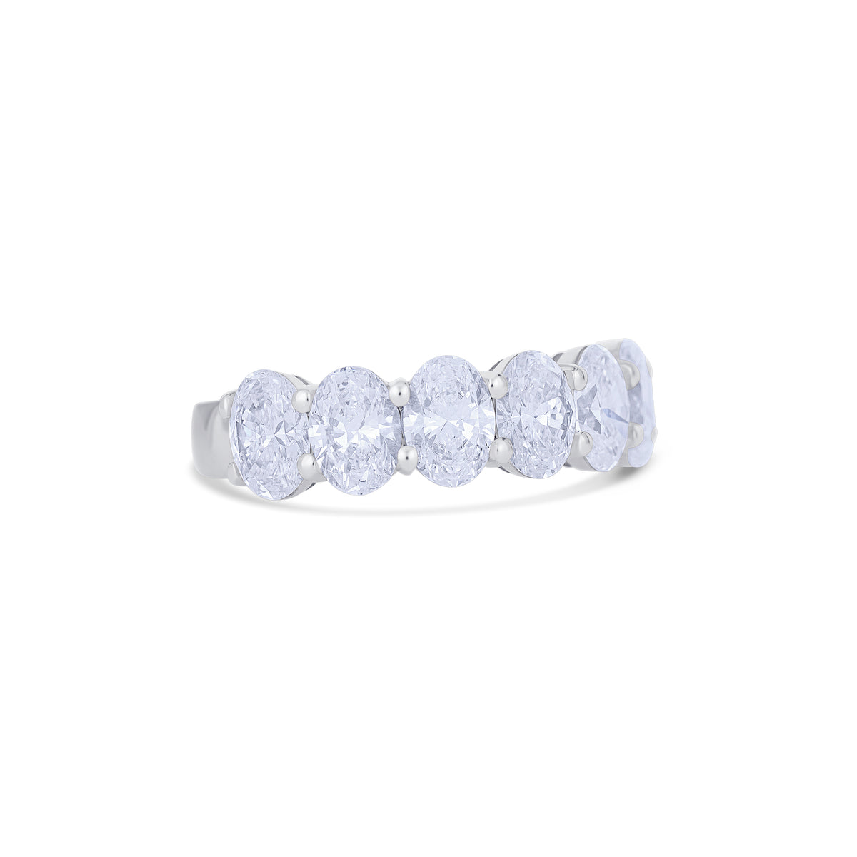 18K White Gold Oval Cut Diamond Halfway Wedding Band